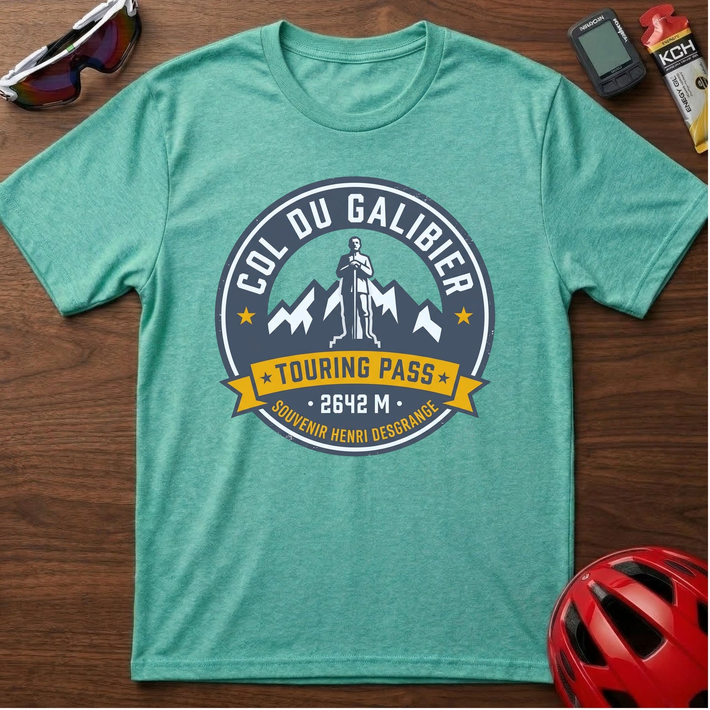 Col du Galibier Touring Pass Cycling T-Shirt — Vintage Alpine Cycling Badge