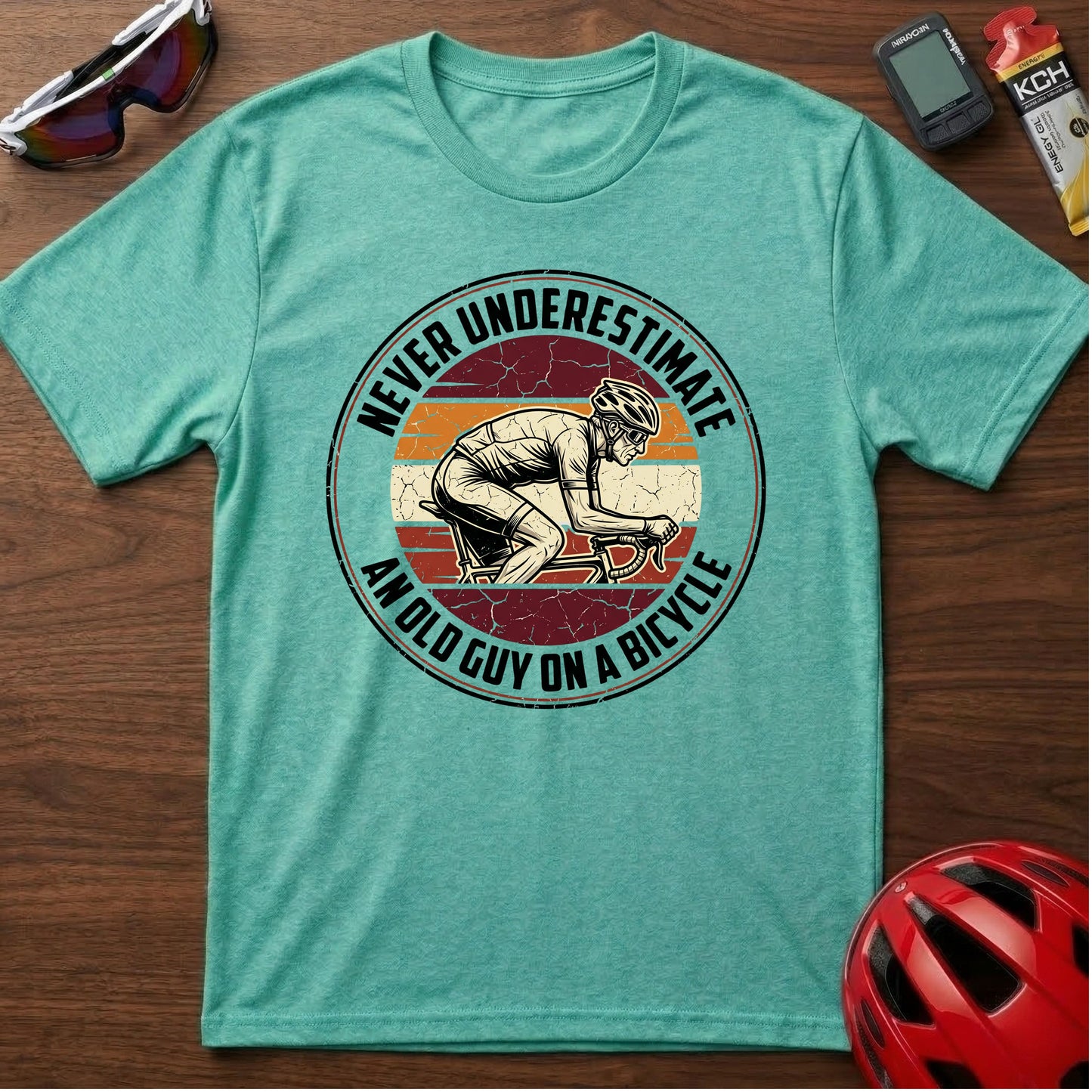 T-Shirt - "Never Underestimate An Old Guy On A Bicycle" Vintage Cycling Tee