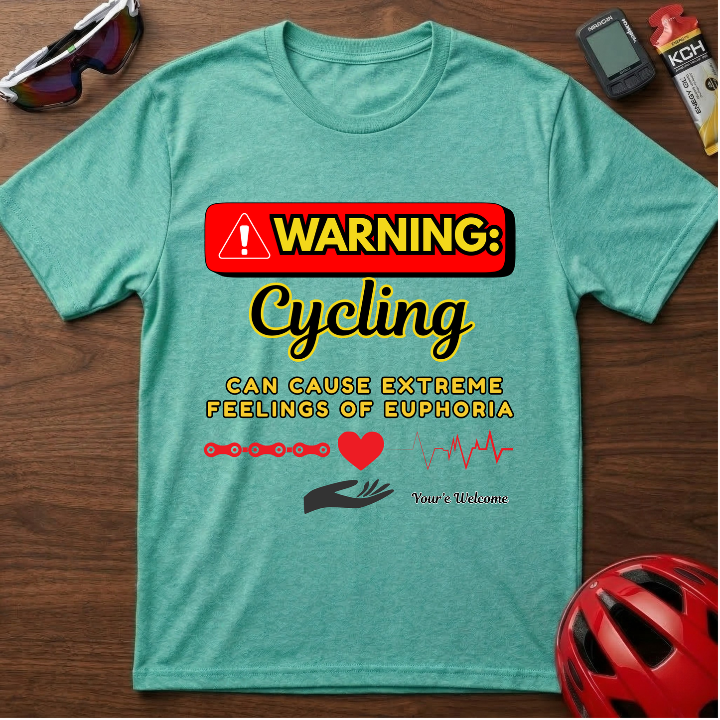 Warning: Cycling may cause Euphoria Cycling  T-Shirt