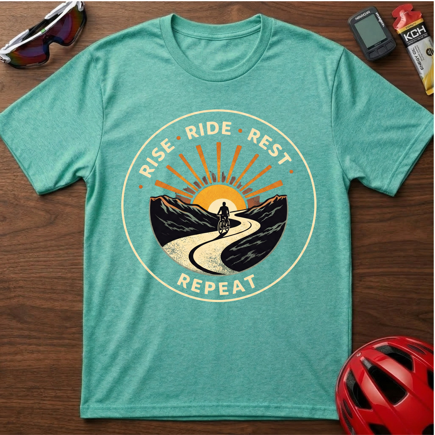 Rise. Ride. Rest. Repeat Cycling  T-Shirt