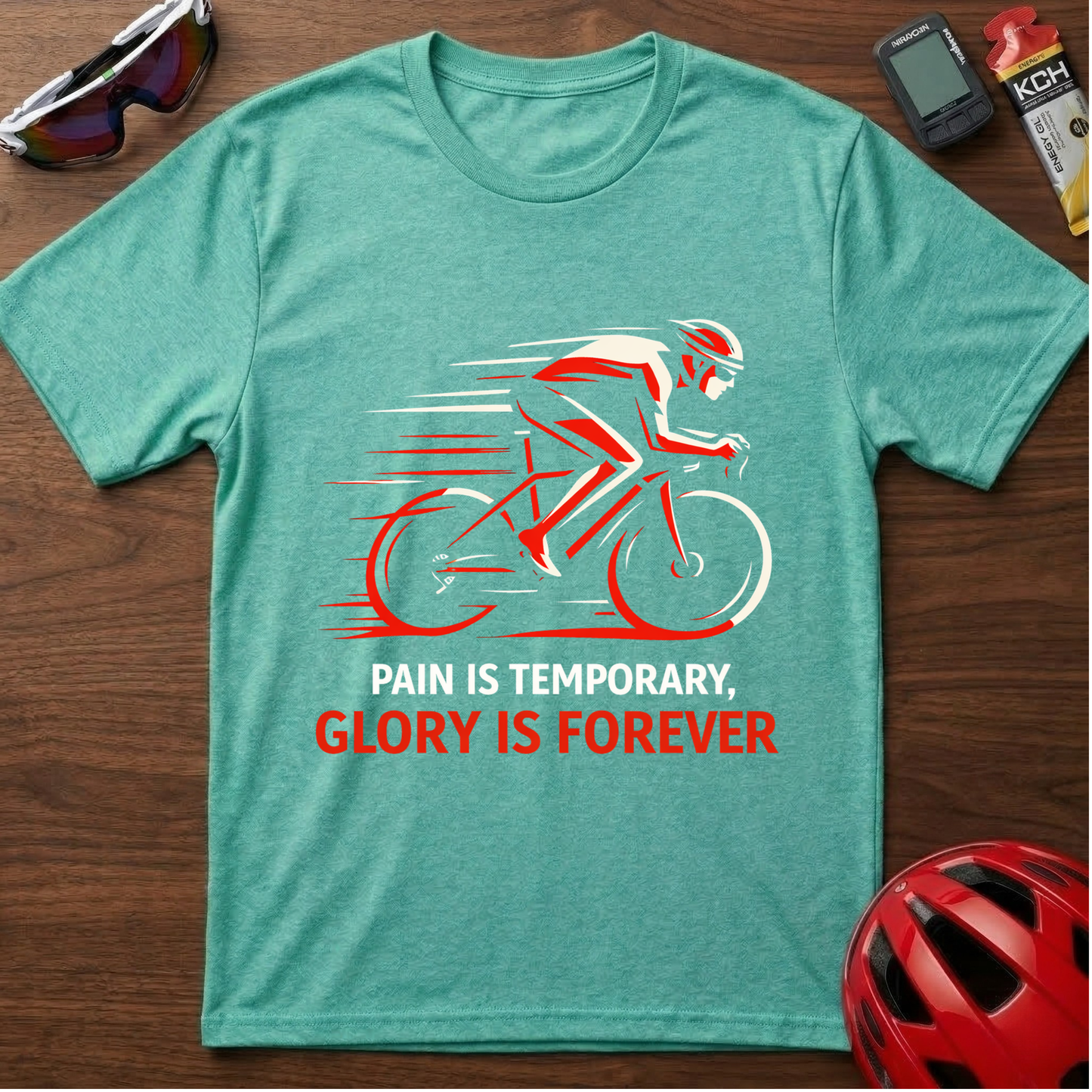 Cycling T-Shirt — "Pain Is Temporary, Glory Is Forever" Motivational Road Bike Shirt
