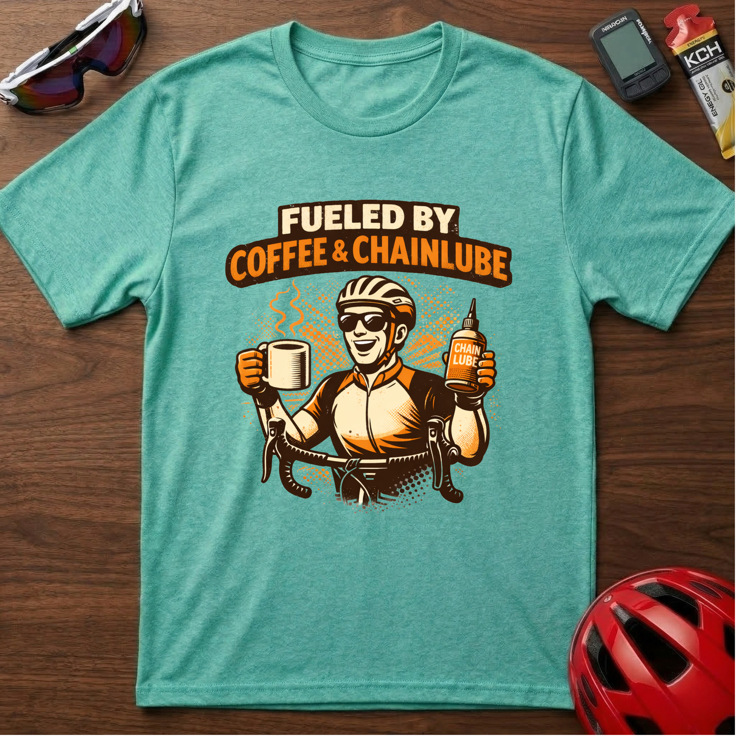 Fueled by Coffee and Chain lube Cycling T-Shirt