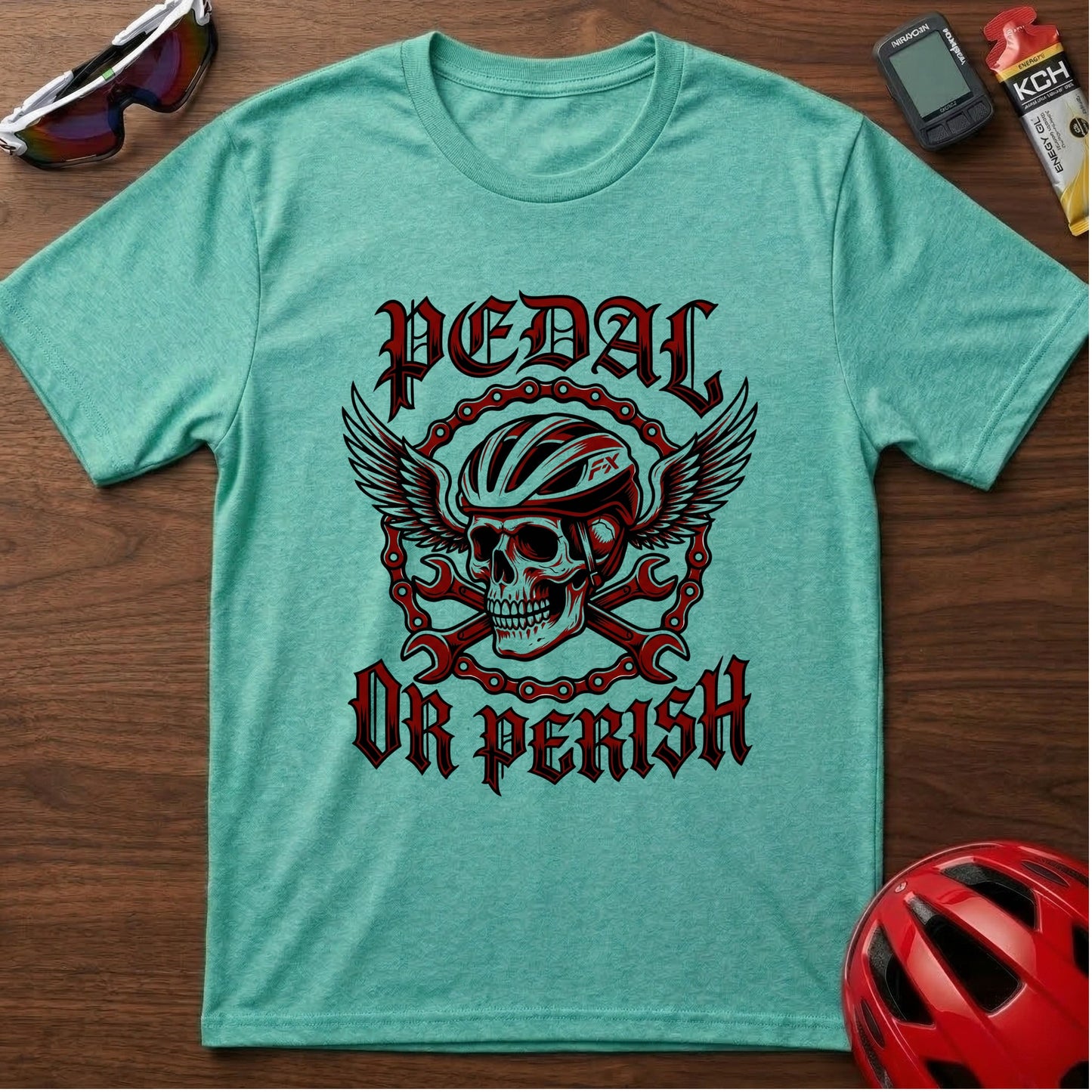 Pedal or Perish Skull Cycling T-Shirt