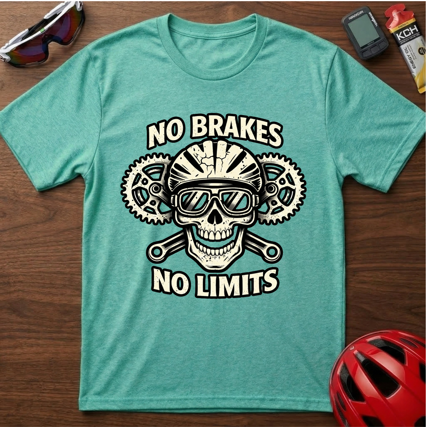 No Brakes No Limits Downhill MTB Cycling  T-Shirt