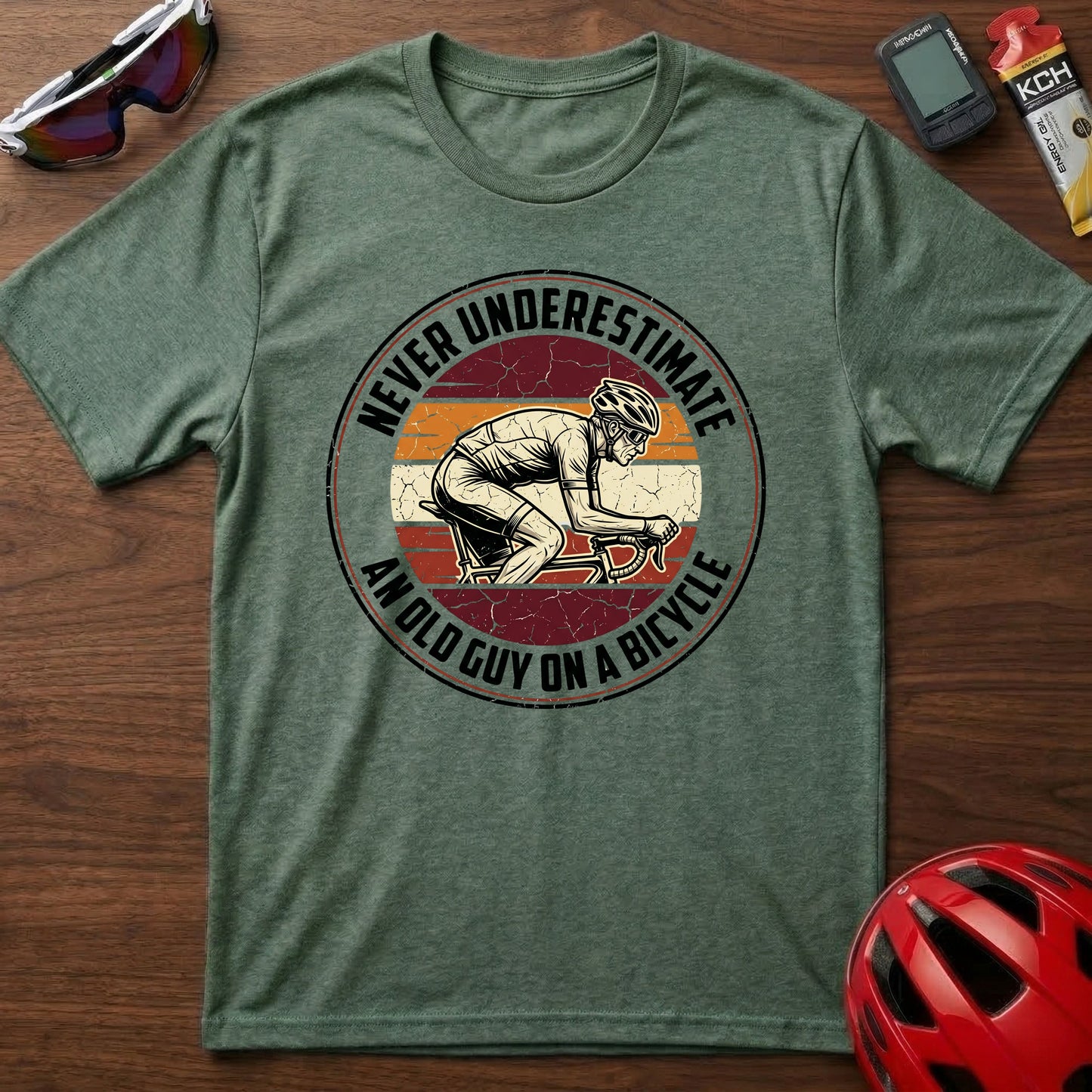 T-Shirt - "Never Underestimate An Old Guy On A Bicycle" Vintage Cycling Tee