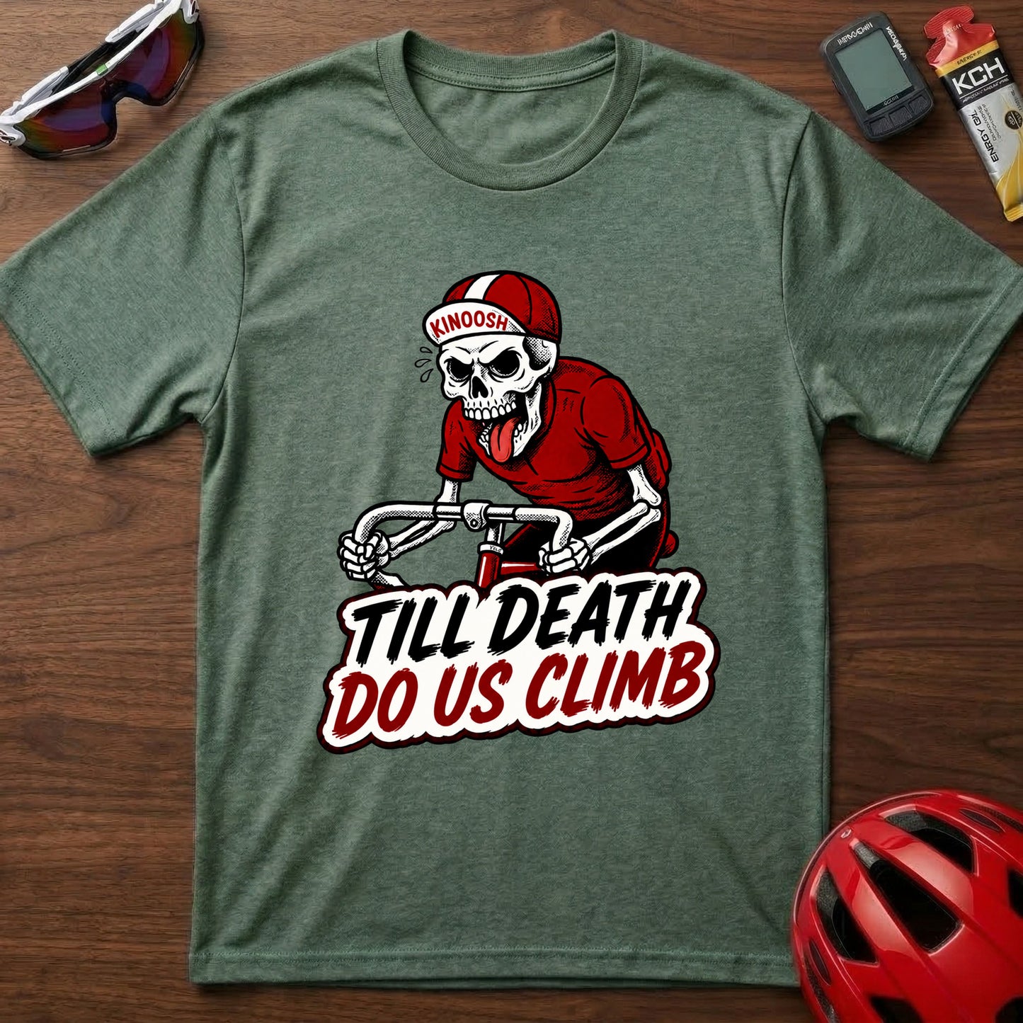 Cycling T-Shirt — “Till Death Do Us Climb” Skull Biker Tee