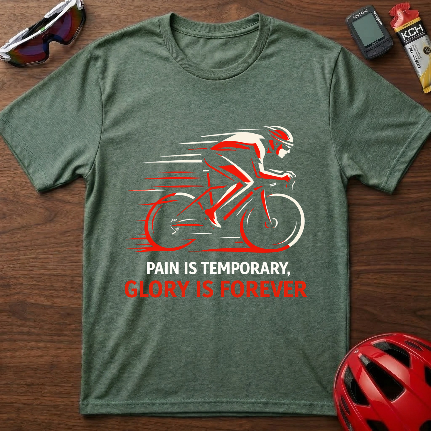 Cycling T-Shirt — "Pain Is Temporary, Glory Is Forever" Motivational Road Bike Shirt