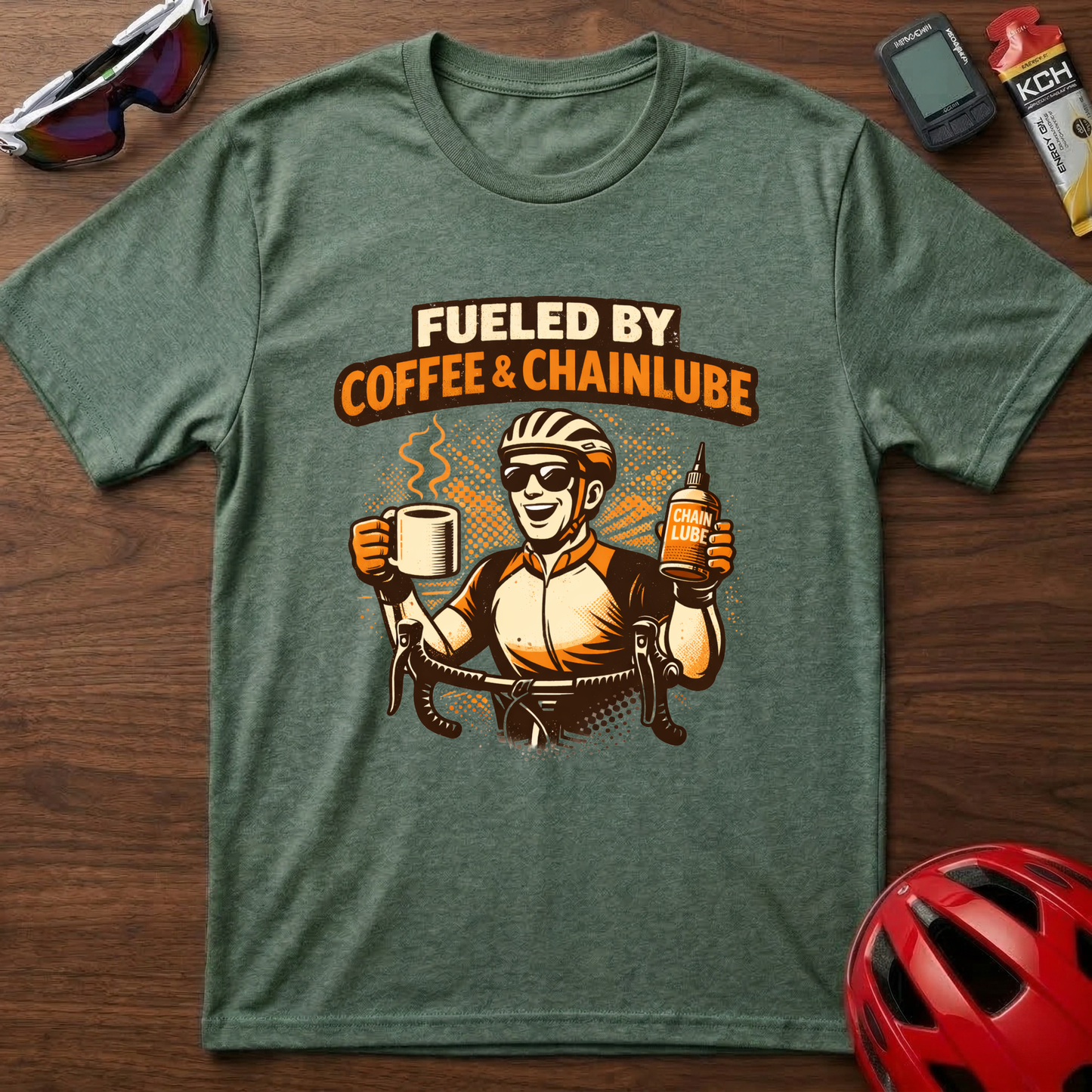 Fueled by Coffee and Chain lube Cycling T-Shirt