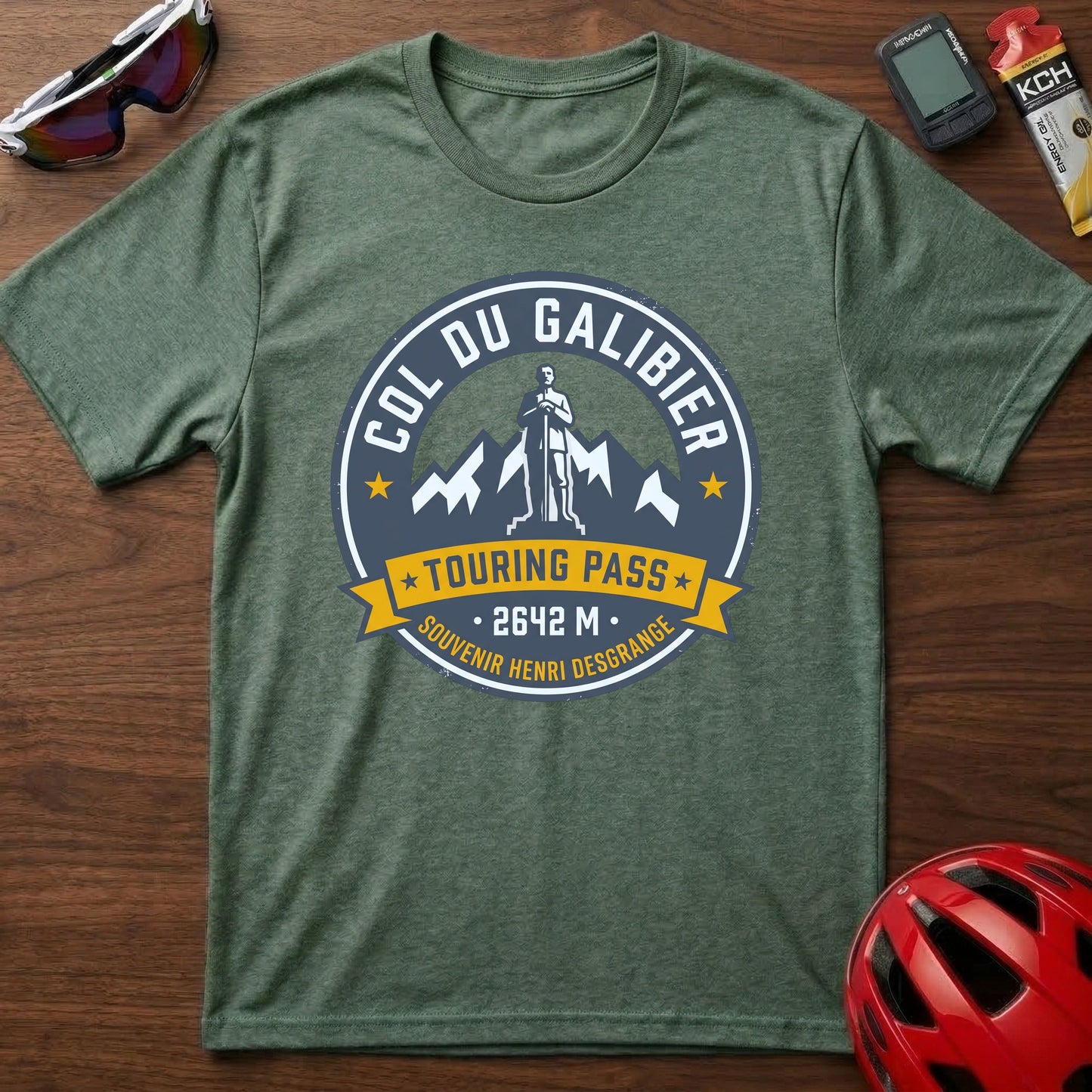 Col du Galibier Touring Pass Cycling T-Shirt — Vintage Alpine Cycling Badge