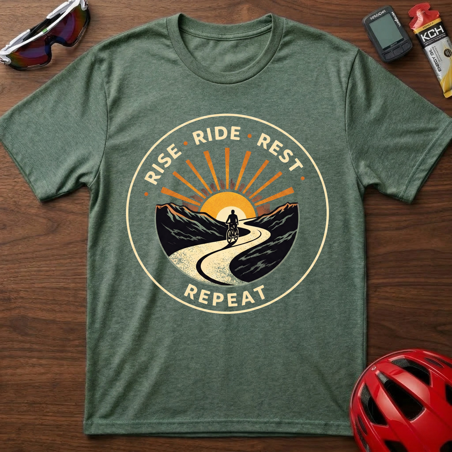 Rise. Ride. Rest. Repeat Cycling  T-Shirt
