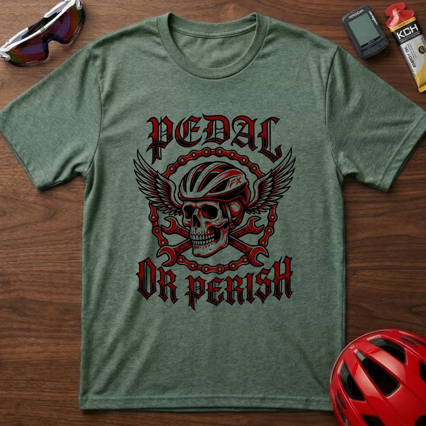 Pedal or Perish Skull Cycling T-Shirt