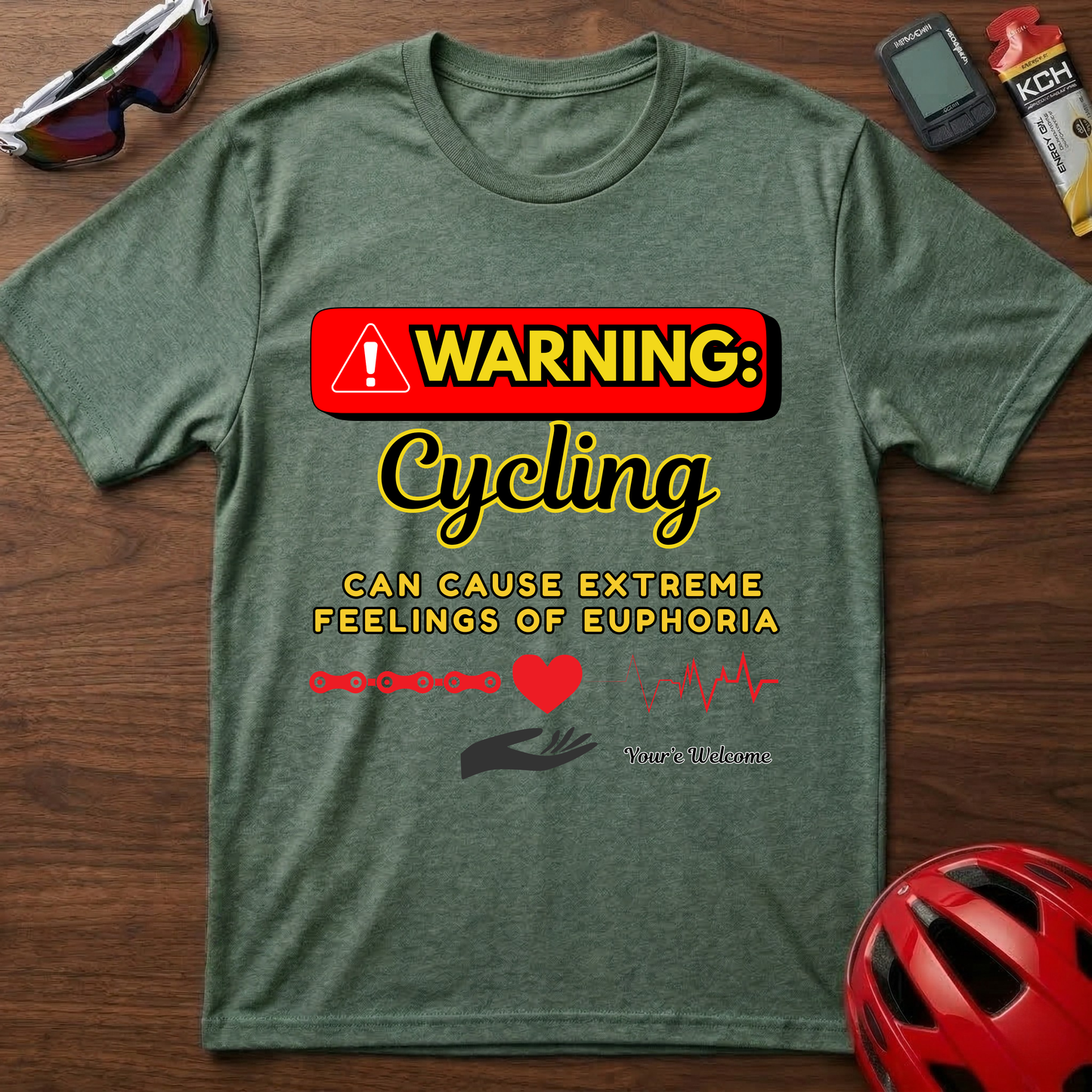 Warning: Cycling may cause Euphoria Cycling  T-Shirt