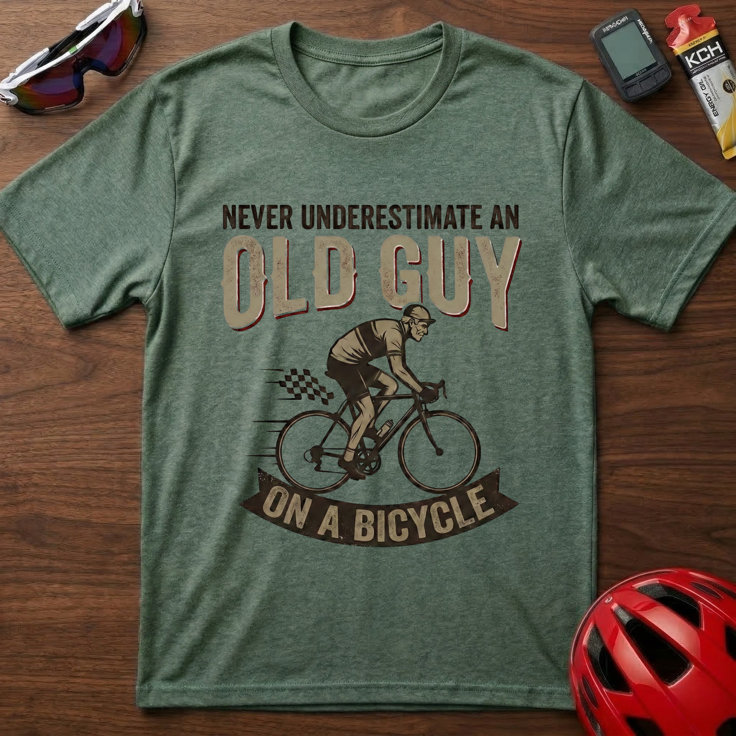 Never Underestimate An Old Guy Cycling  T-Shirt