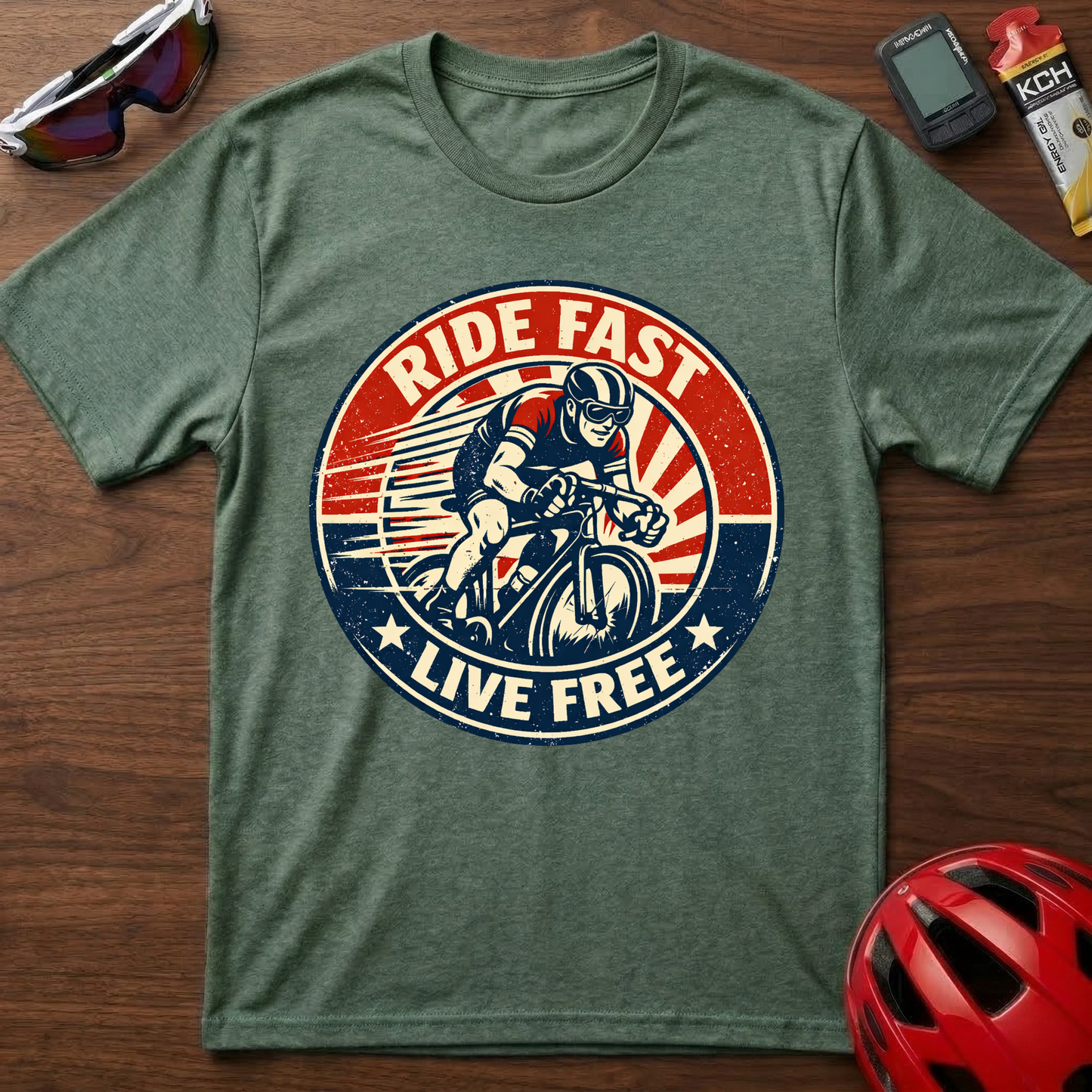 Ride Fast Live Free Vintage Cycling  T-Shirt