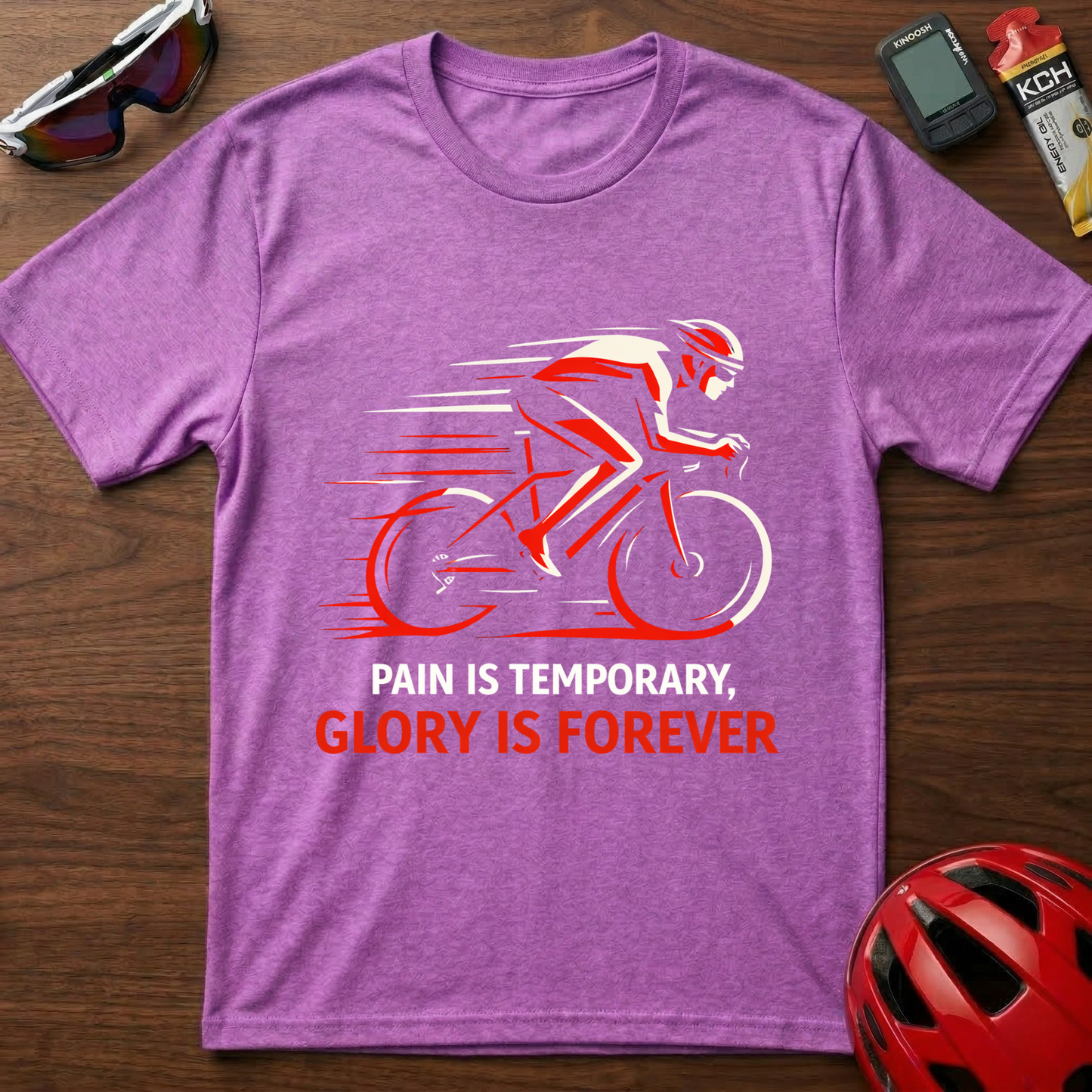 Cycling T-Shirt — "Pain Is Temporary, Glory Is Forever" Motivational Road Bike Shirt