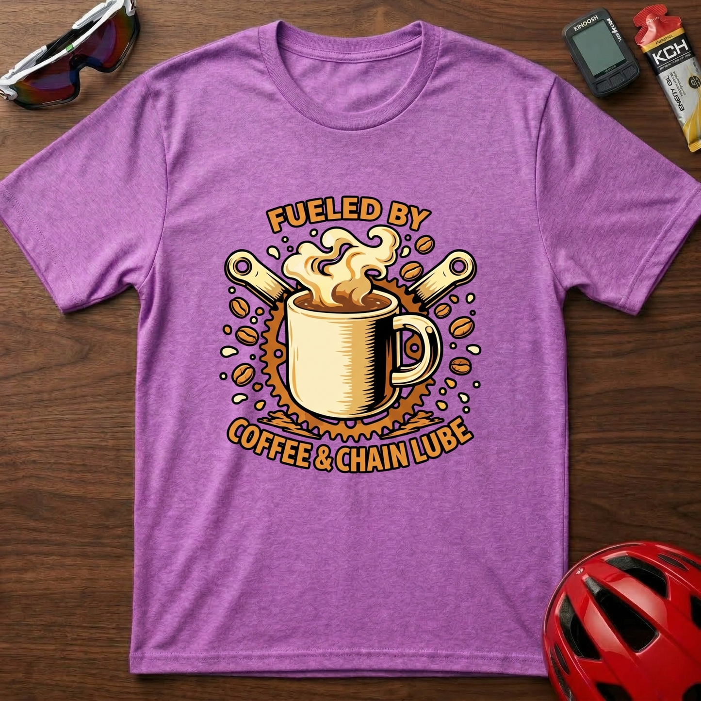 Fueled By Coffee & Chainlube Cycling  T-Shirt