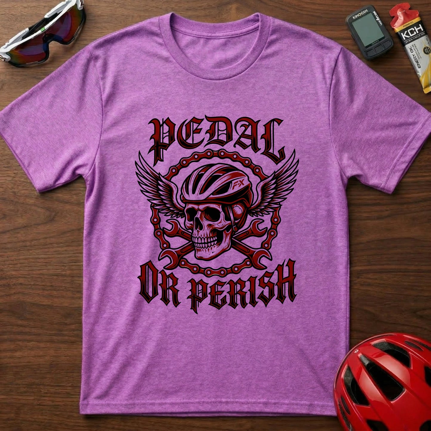 Pedal or Perish Skull Cycling T-Shirt