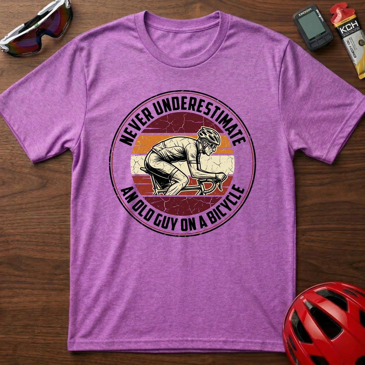 T-Shirt - "Never Underestimate An Old Guy On A Bicycle" Vintage Cycling Tee