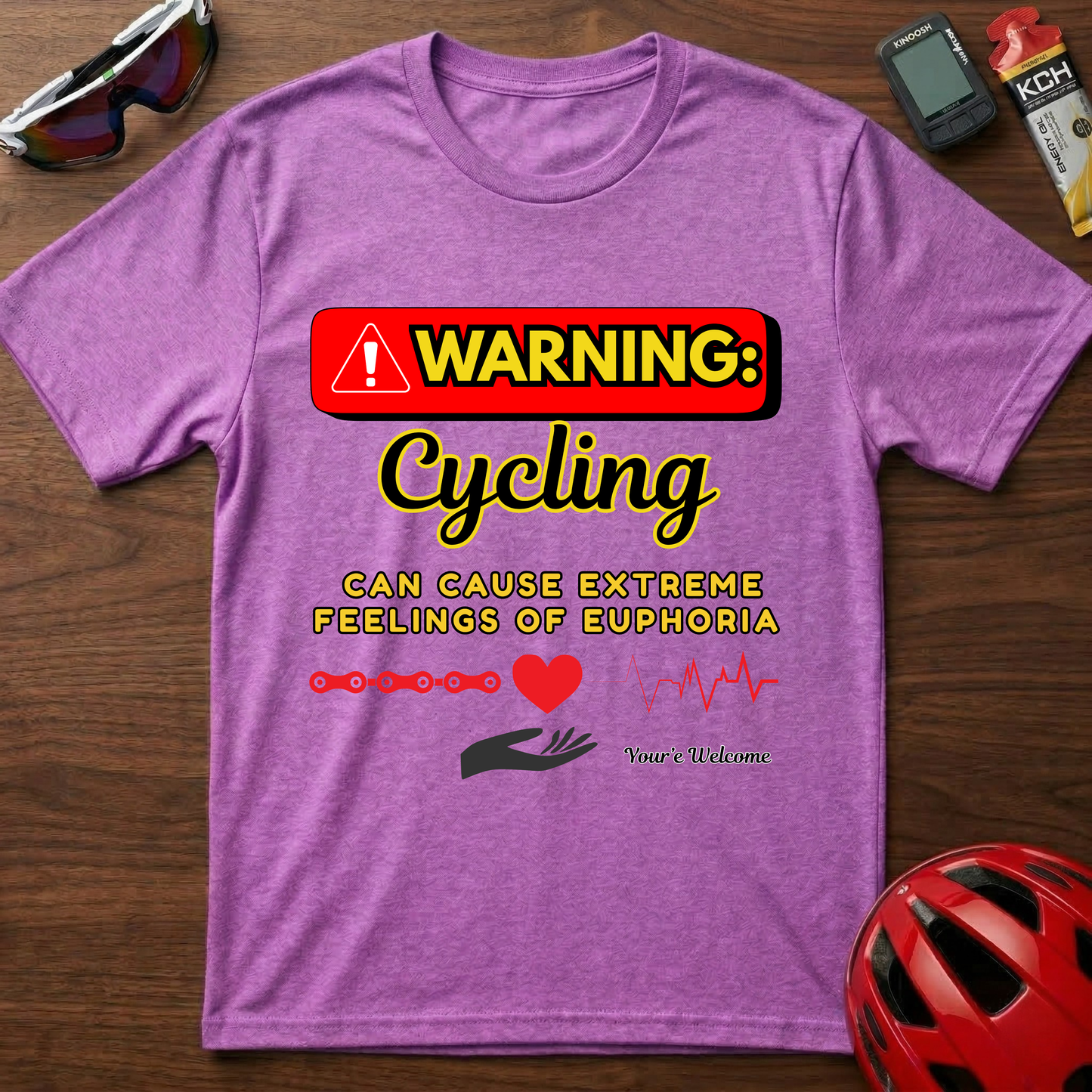 Warning: Cycling may cause Euphoria Cycling  T-Shirt