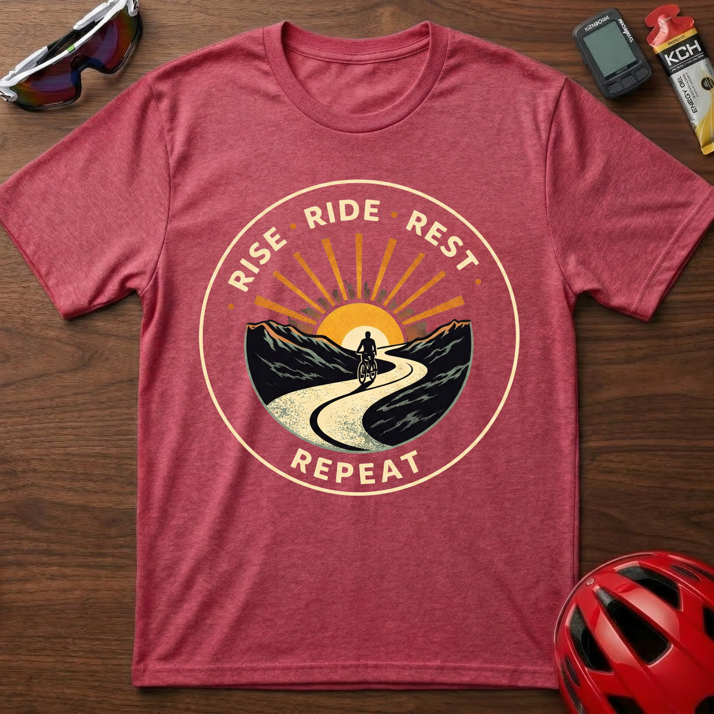 Rise. Ride. Rest. Repeat Cycling  T-Shirt