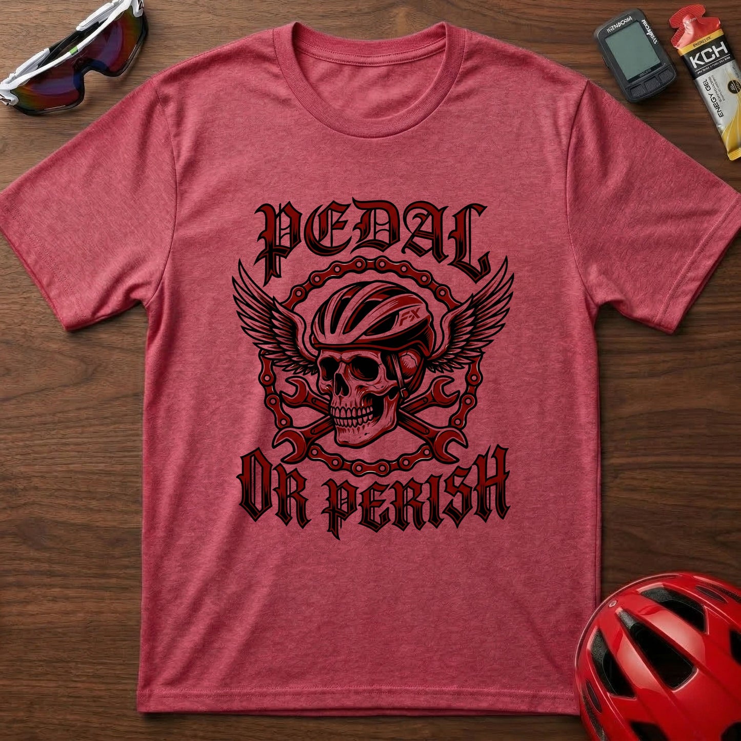 Pedal or Perish Skull Cycling T-Shirt