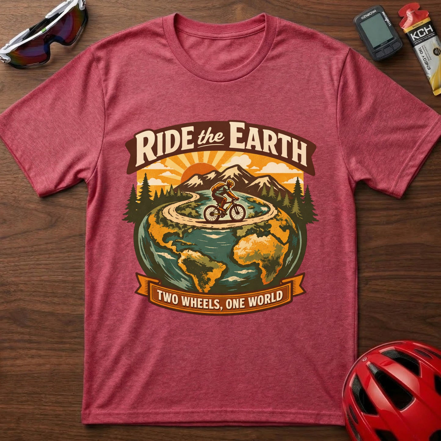 Ride the Earth Cycling T-Shirt — Two Wheels, One World Cycling Tee