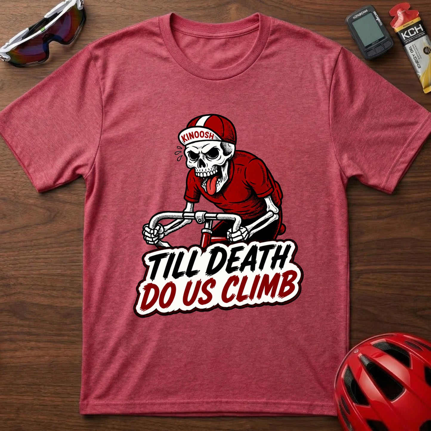 Cycling T-Shirt — “Till Death Do Us Climb” Skull Biker Tee