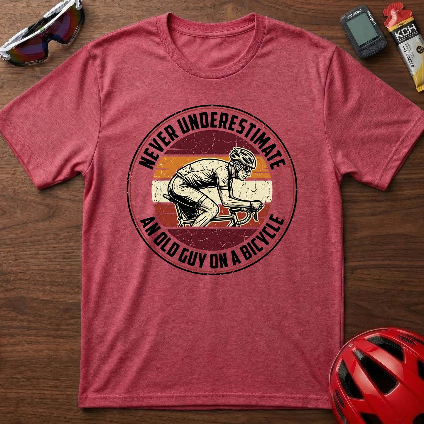 T-Shirt - "Never Underestimate An Old Guy On A Bicycle" Vintage Cycling Tee