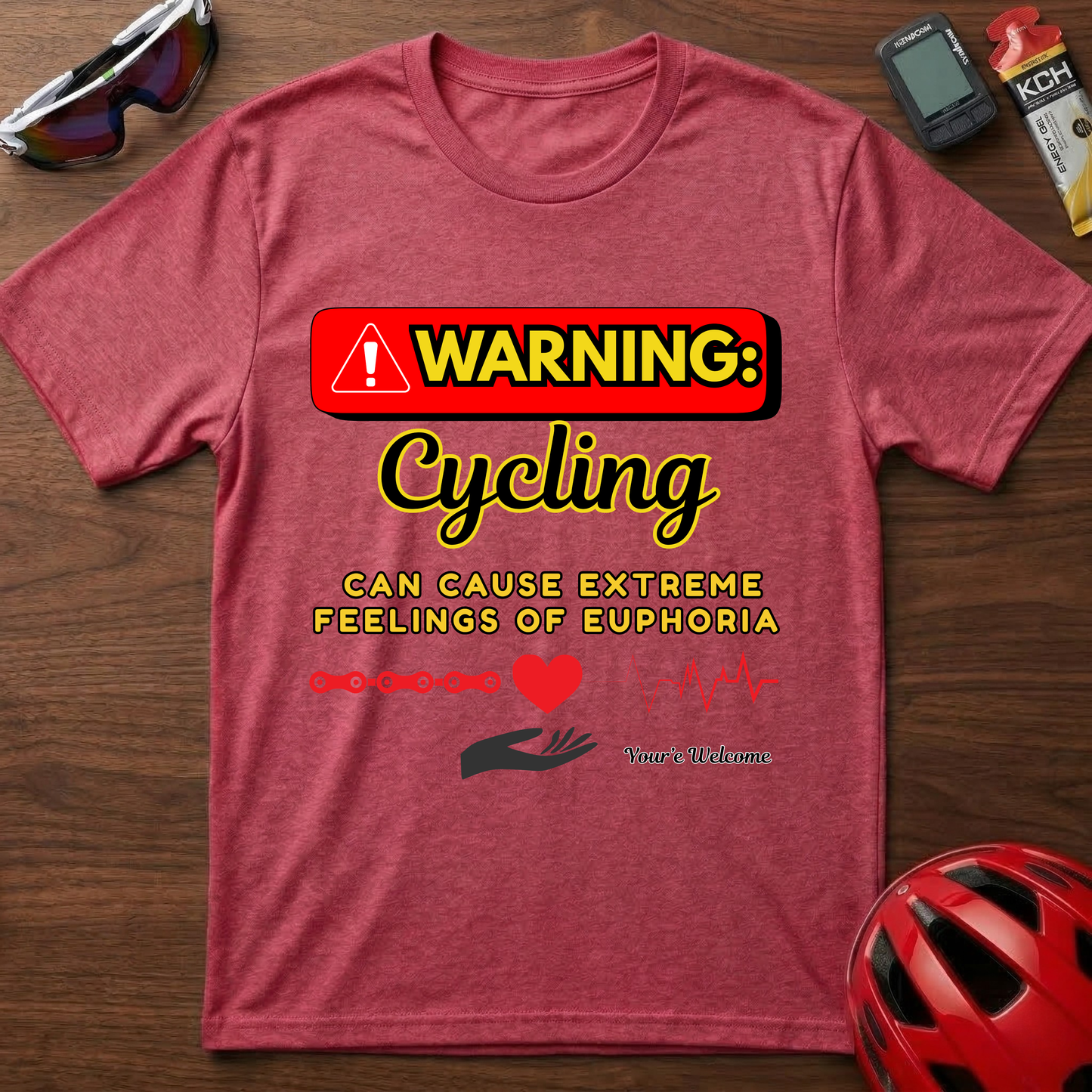 Warning: Cycling may cause Euphoria Cycling  T-Shirt