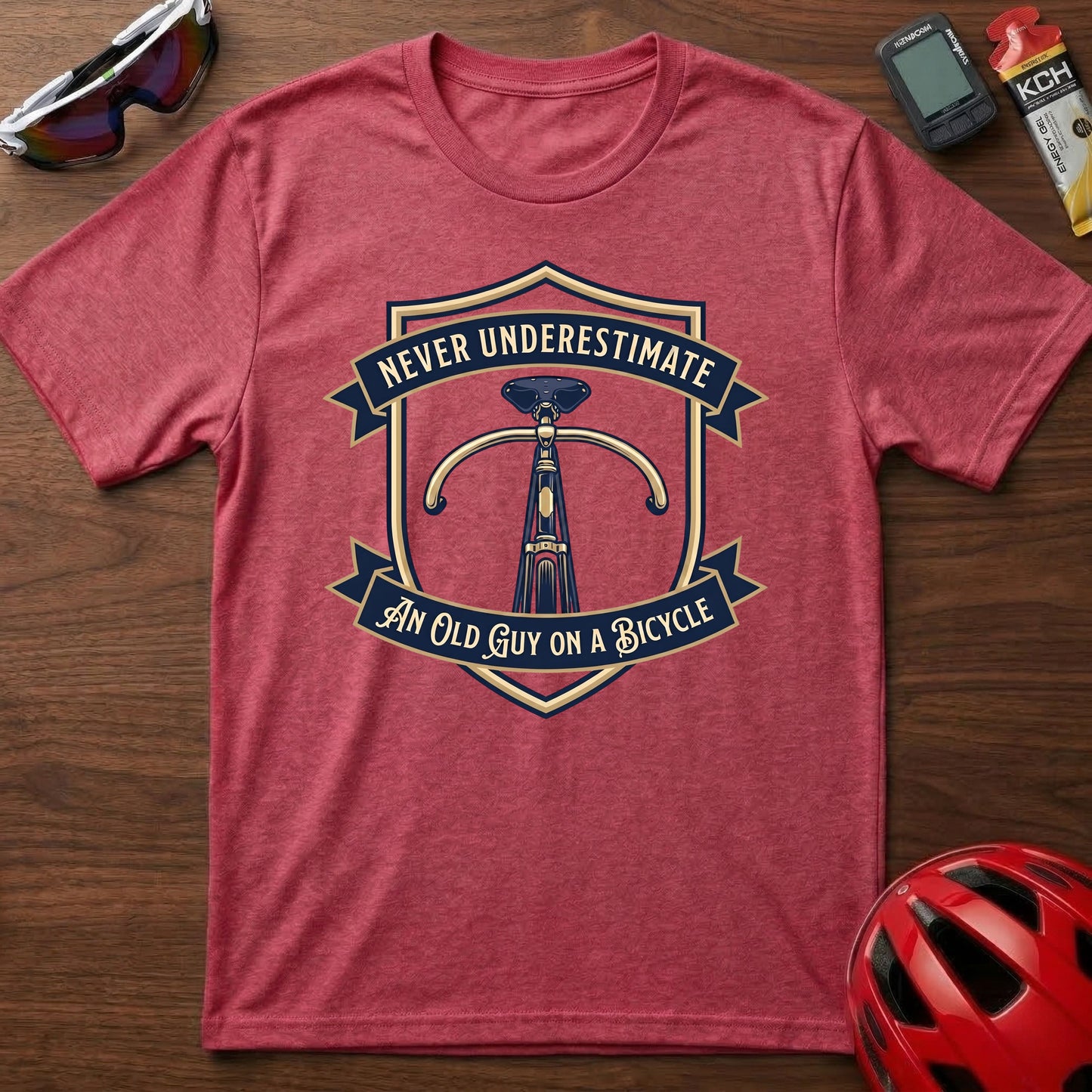 Never Underestimate an Old Guy on a Bicycle Cycling T-Shirt