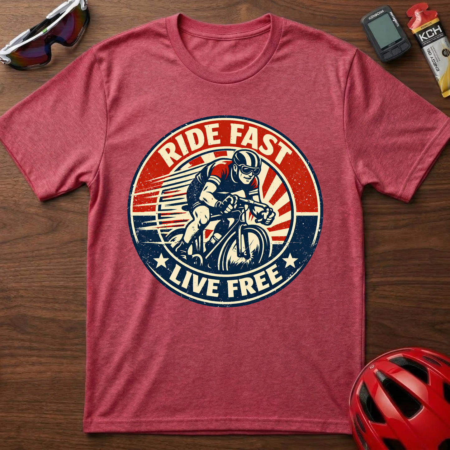 Ride Fast Live Free Vintage Cycling  T-Shirt