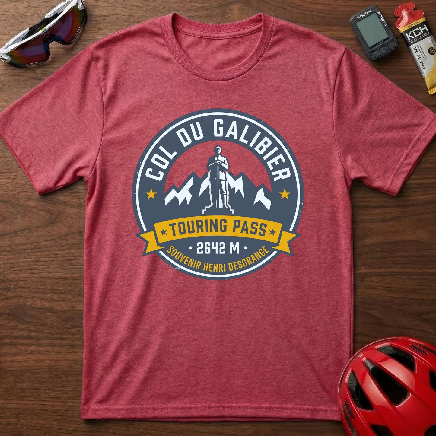 Col du Galibier Touring Pass Cycling T-Shirt — Vintage Alpine Cycling Badge