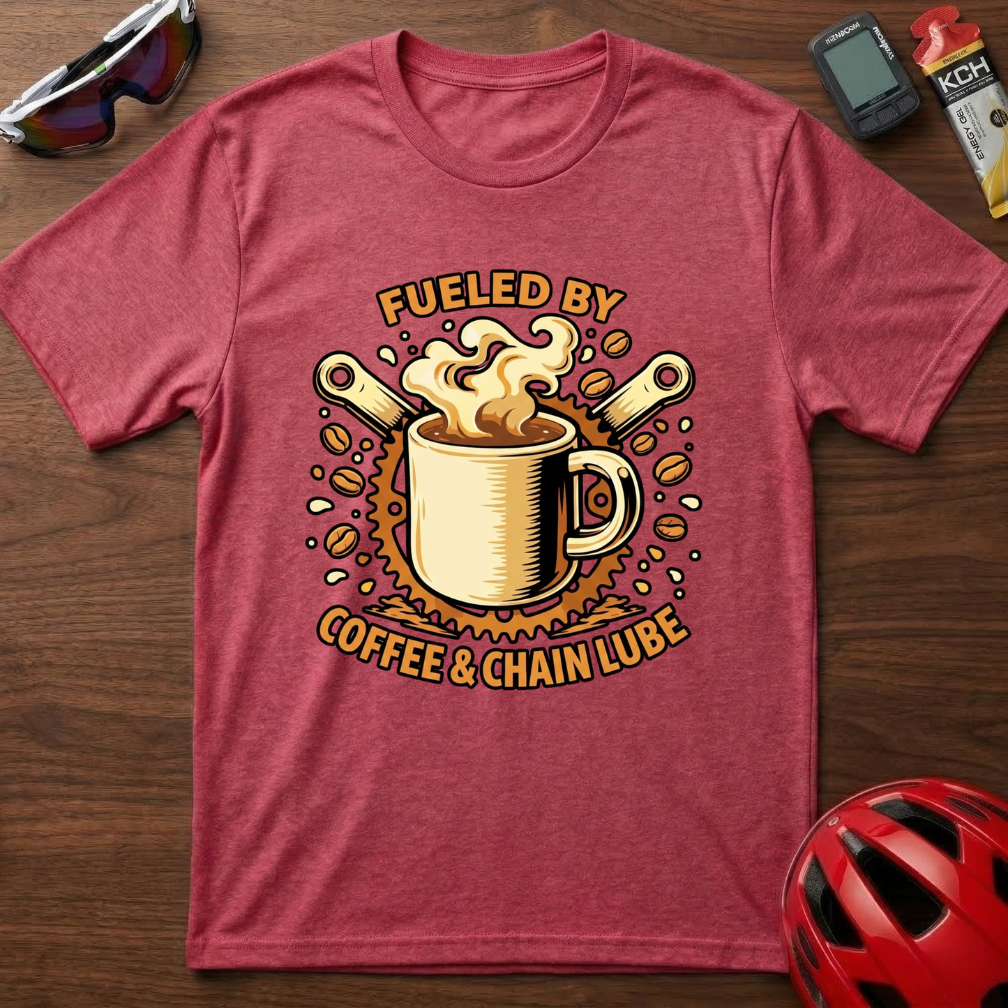 Fueled By Coffee & Chainlube Cycling  T-Shirt