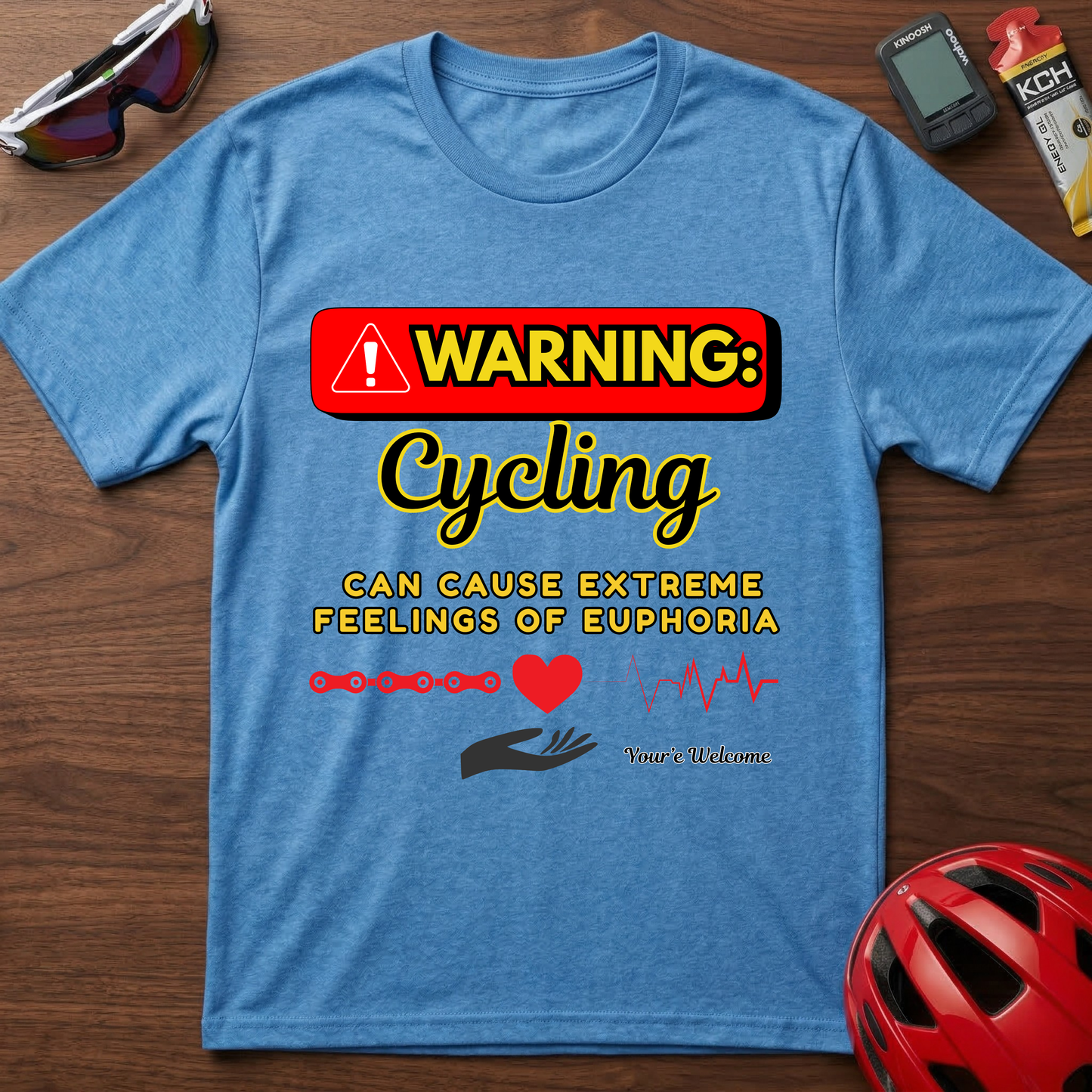 Warning: Cycling may cause Euphoria Cycling  T-Shirt