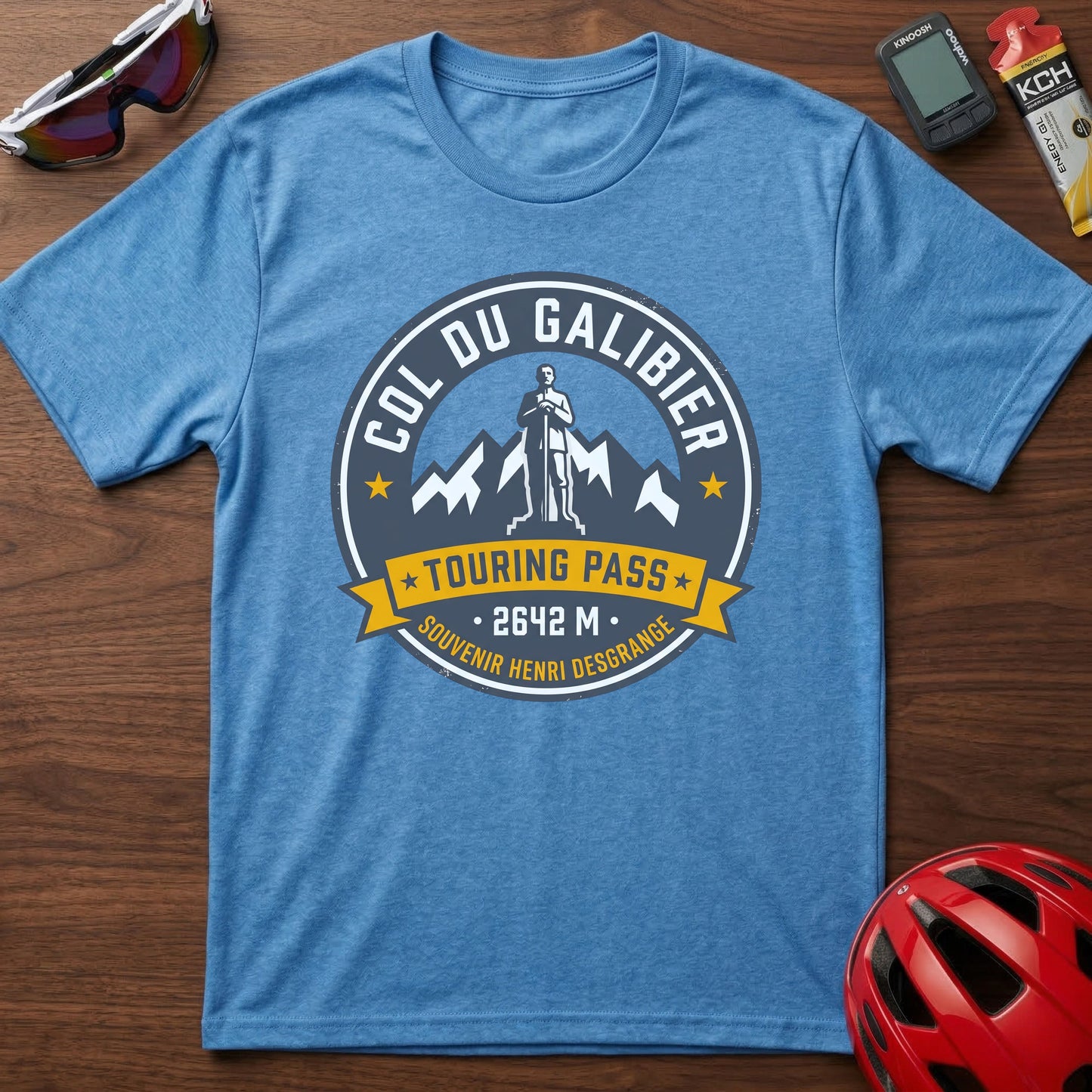 Col du Galibier Touring Pass Cycling T-Shirt — Vintage Alpine Cycling Badge