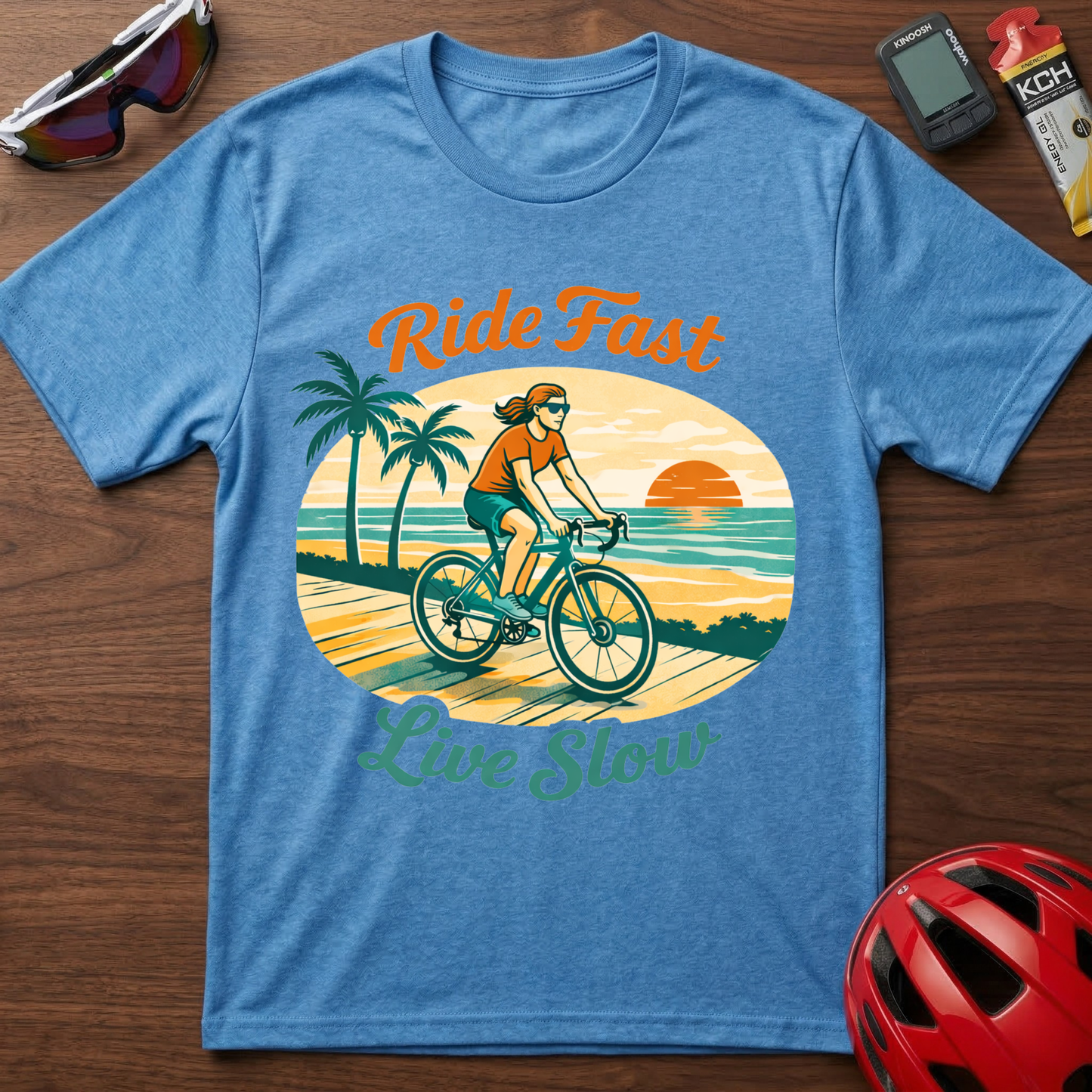Ride Fast Live Slow Girl Cycling  T-Shirt