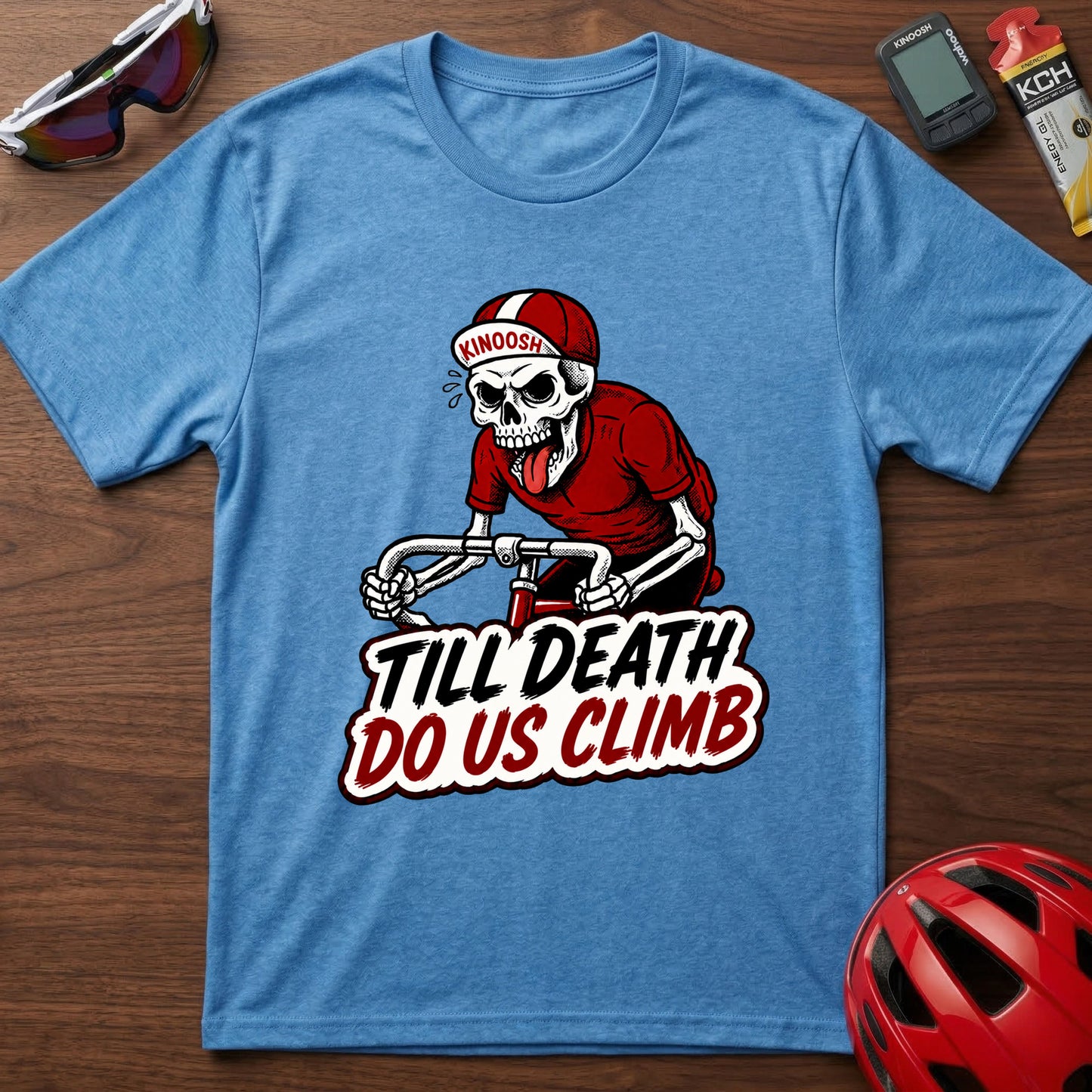 Cycling T-Shirt — “Till Death Do Us Climb” Skull Biker Tee