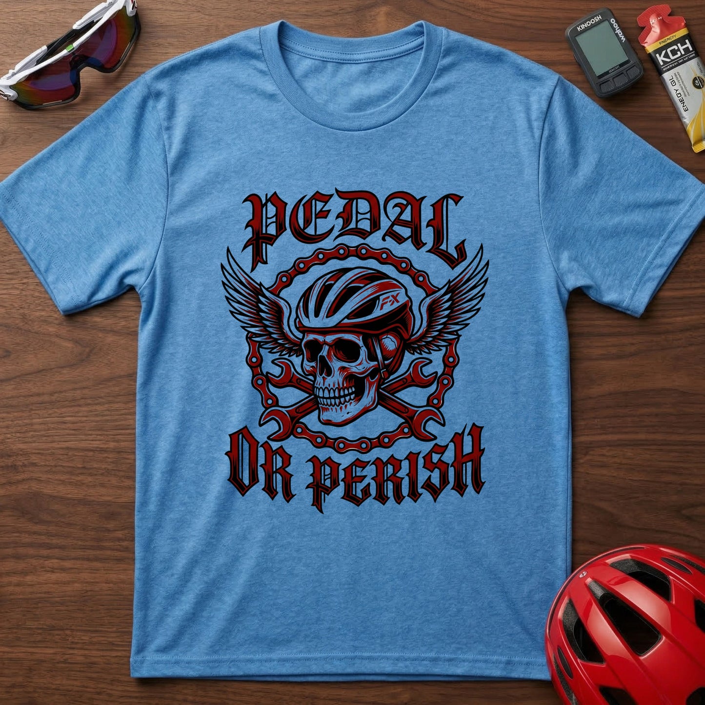 Pedal or Perish Skull Cycling T-Shirt