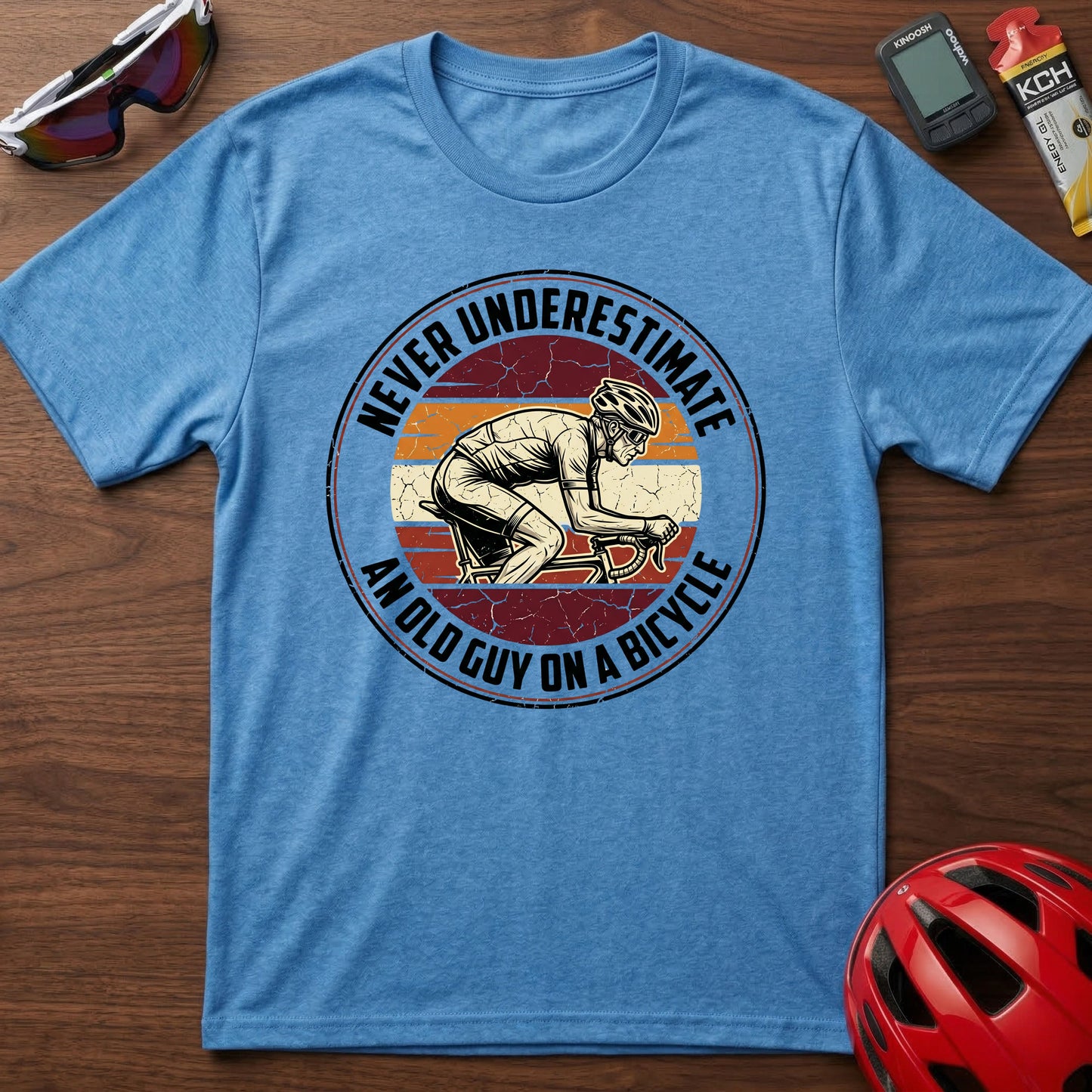 T-Shirt - "Never Underestimate An Old Guy On A Bicycle" Vintage Cycling Tee