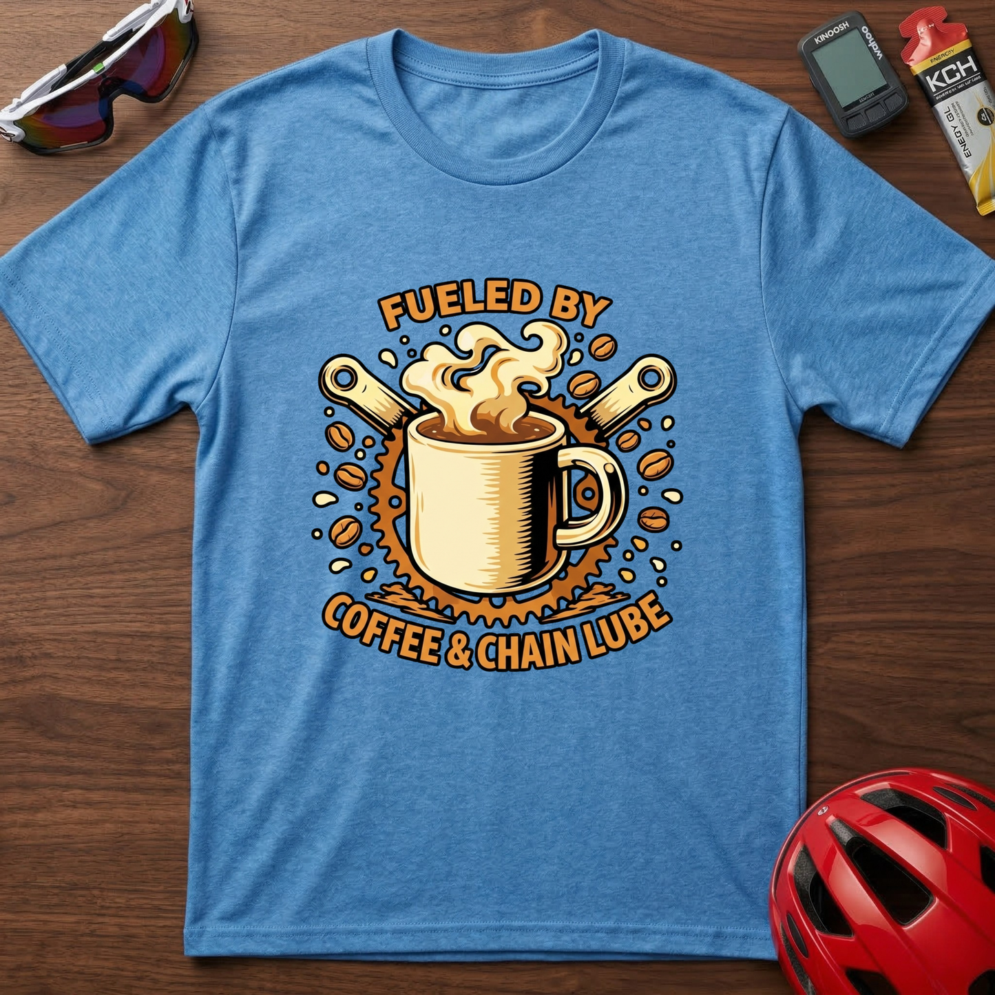 Fueled By Coffee & Chainlube Cycling  T-Shirt