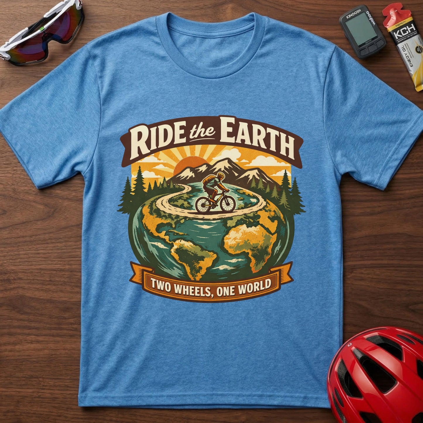 Ride the Earth Cycling T-Shirt — Two Wheels, One World Cycling Tee