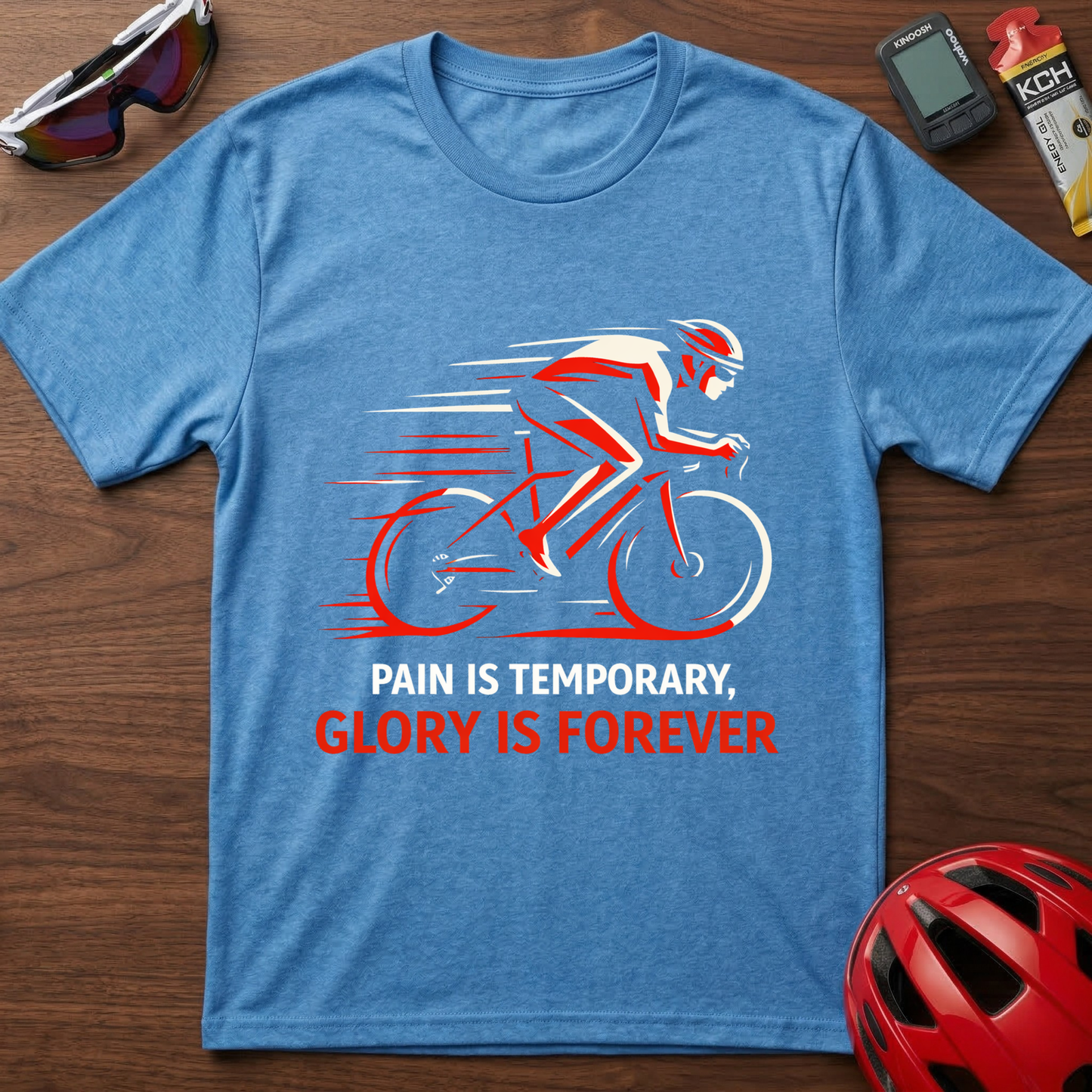Cycling T-Shirt — "Pain Is Temporary, Glory Is Forever" Motivational Road Bike Shirt