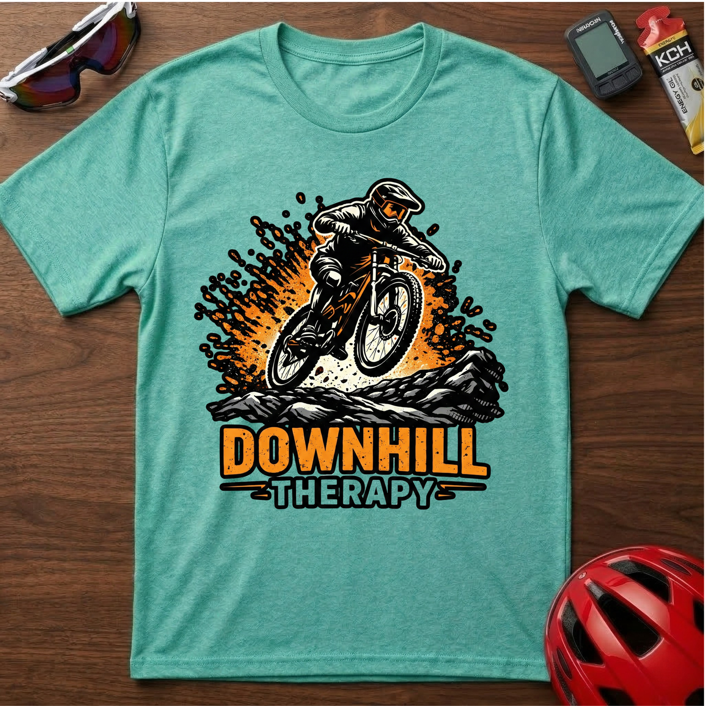 Downhill Therapy Mountain Biking T-Shirt — MTB Rider Gift