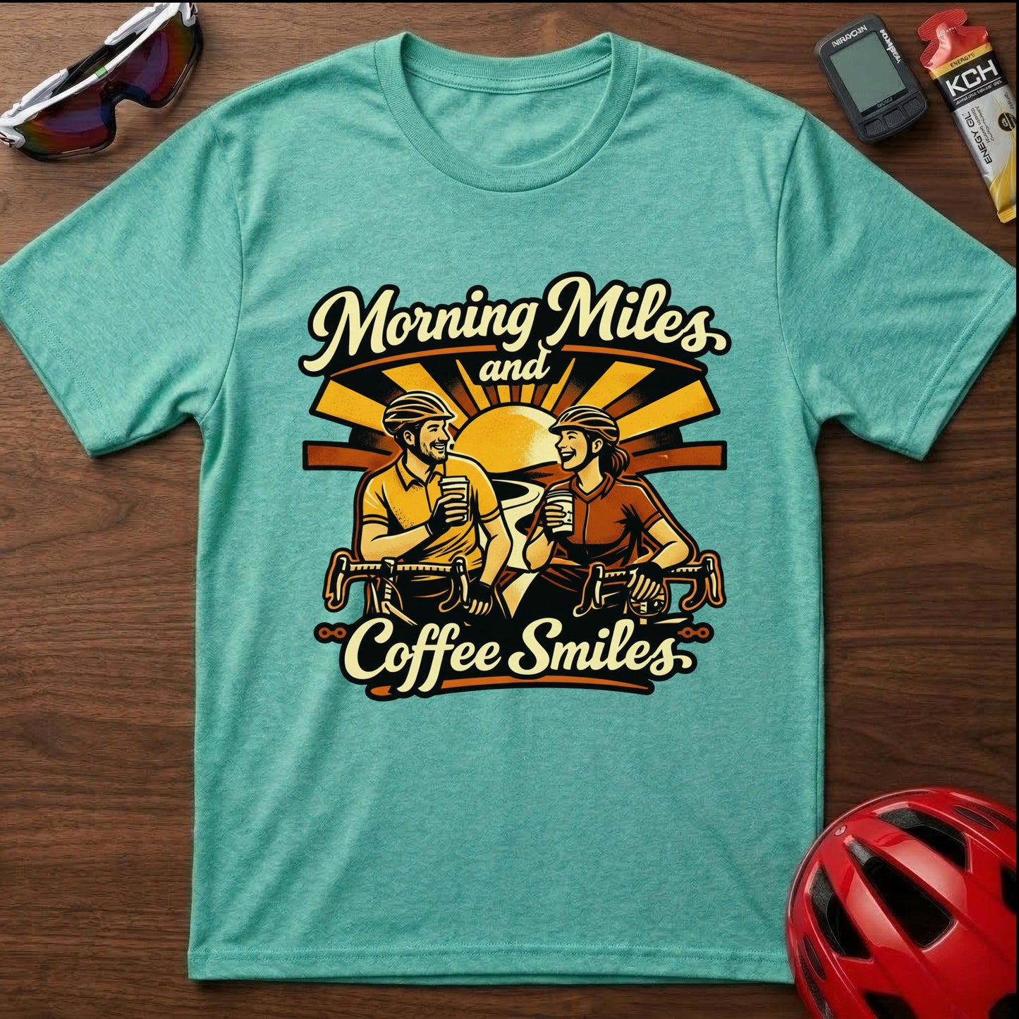 Morning Miles and Coffee Smiles Cycling T-Shirt