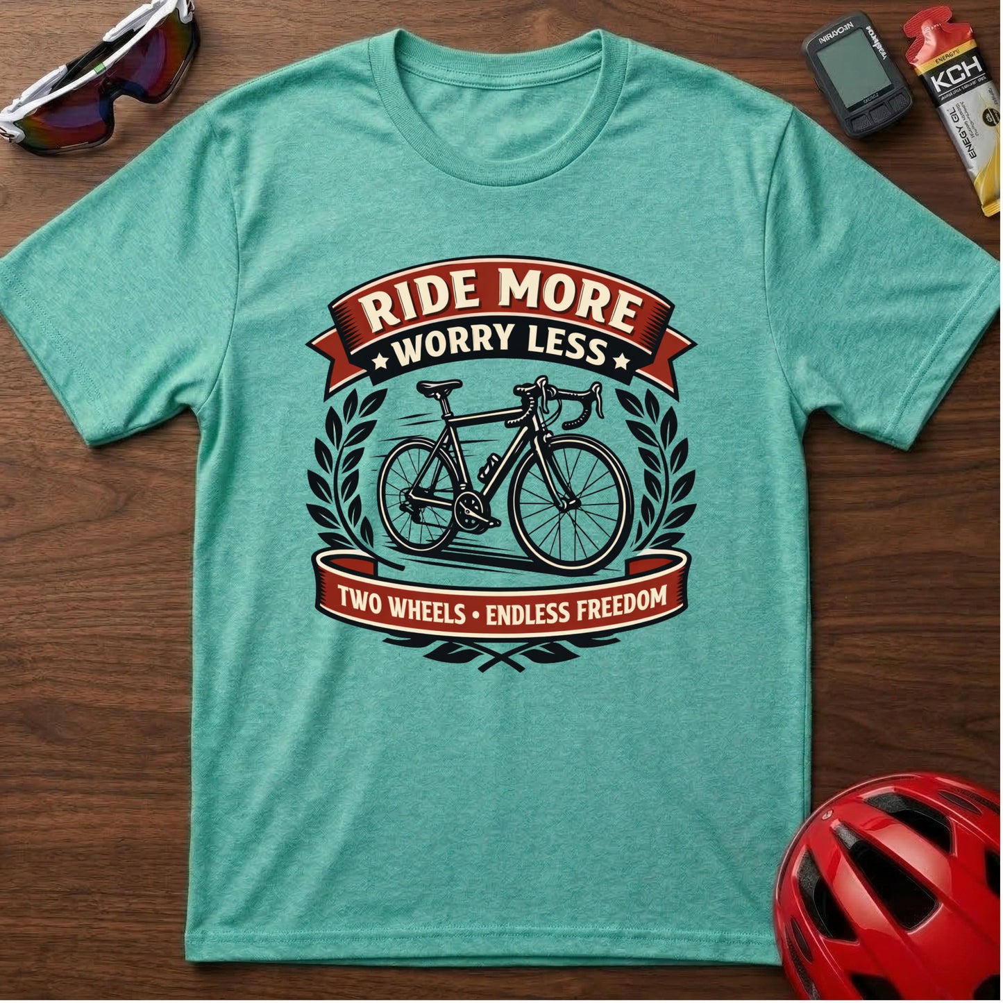Ride More Worry Less Cycling T-Shirt — Vintage Cycling Tee