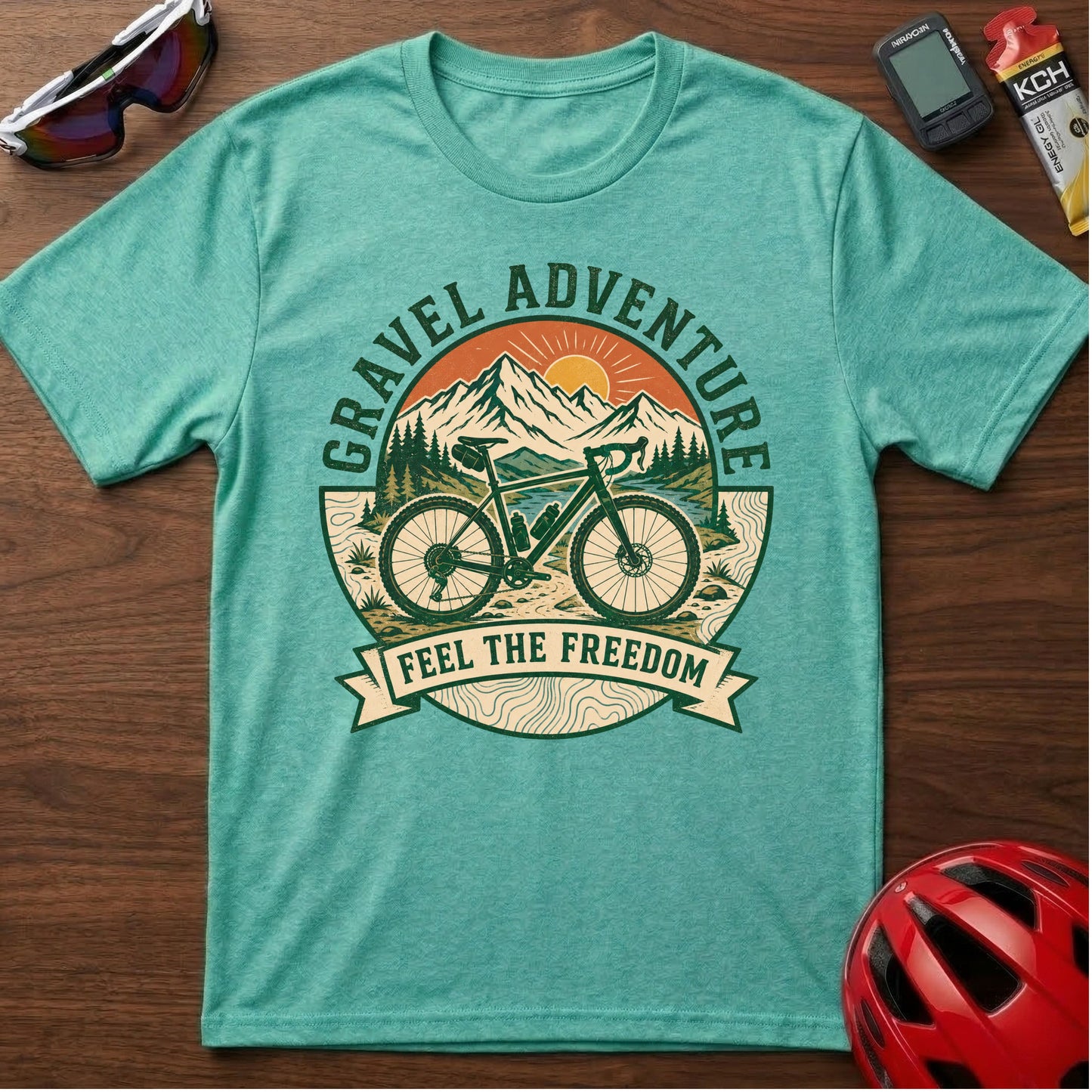 Gravel Adventure Cycling T-Shirt — "Feel The Freedom" Gravel Cycling Tee