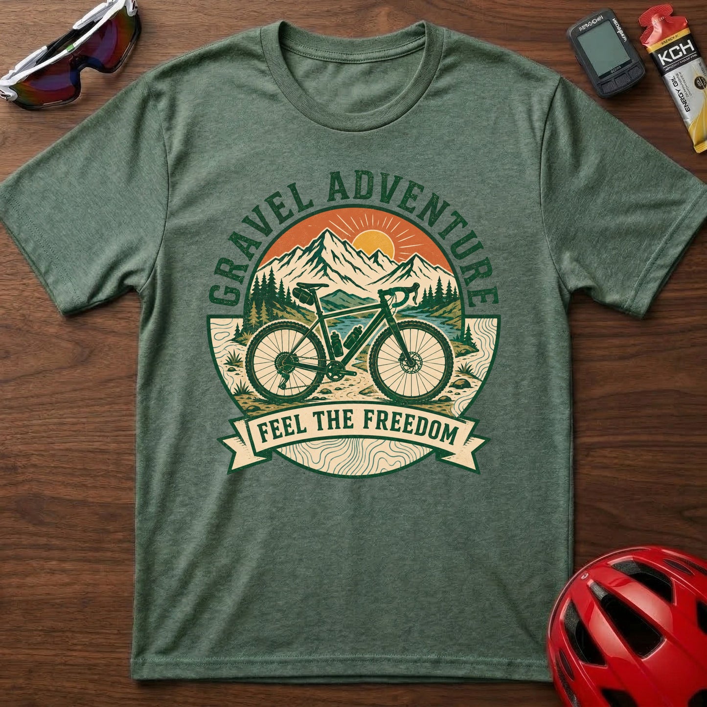 Gravel Adventure Cycling T-Shirt — "Feel The Freedom" Gravel Cycling Tee