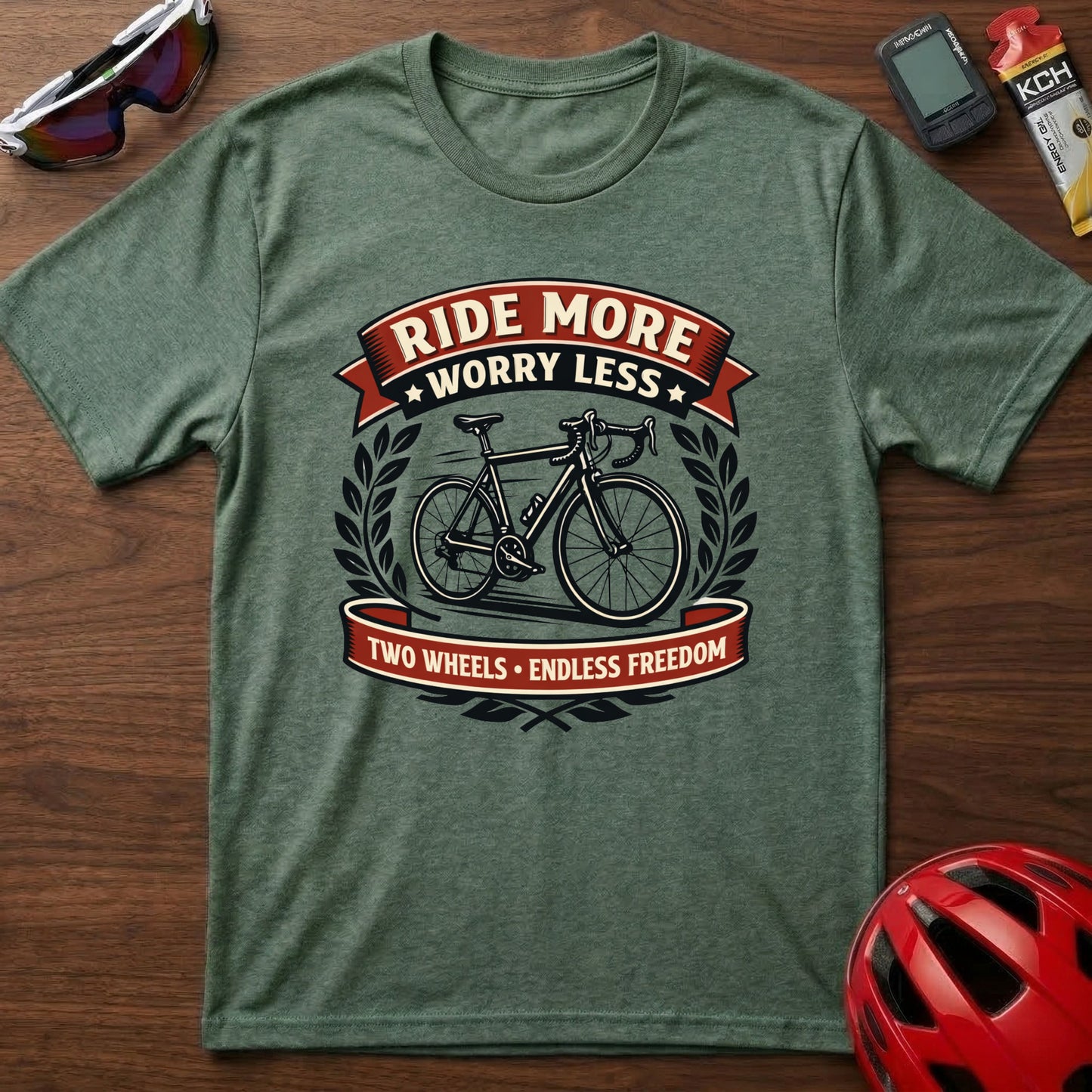 Ride More Worry Less Cycling T-Shirt — Vintage Cycling Tee