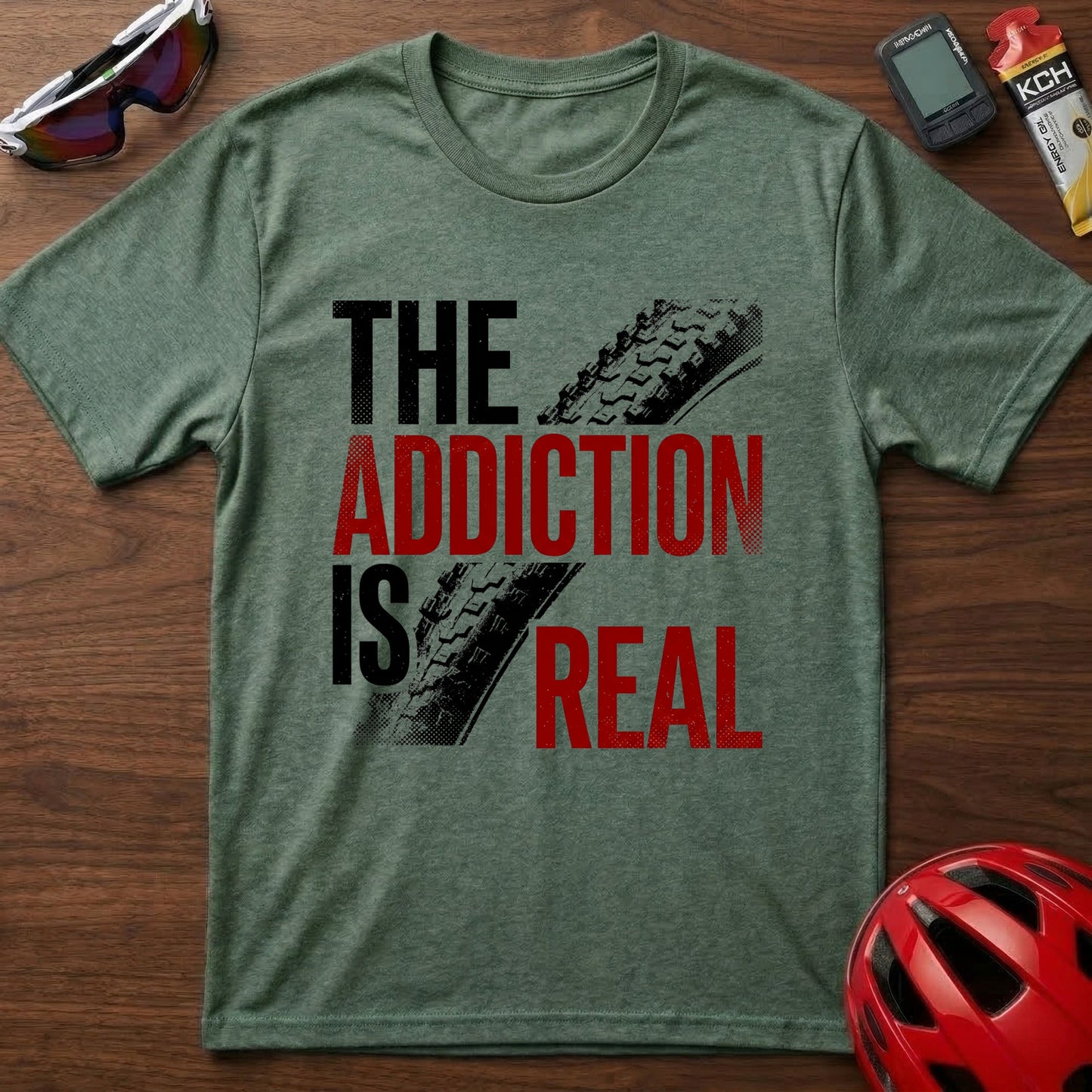 T‑Shirt — “The Addiction Is Real” Cycling Mountain Bike Graphic Tee