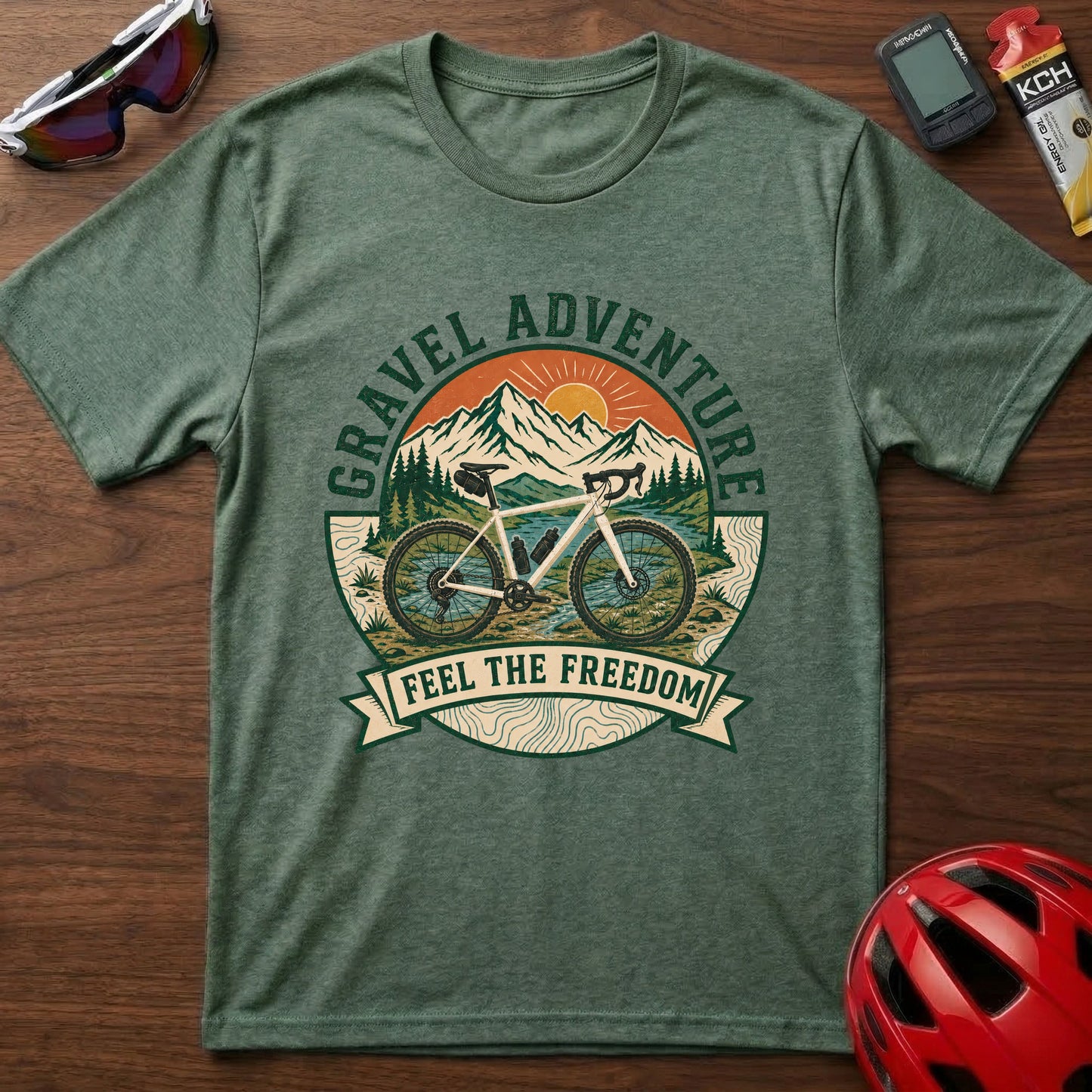 Gravel Adventure T-Shirt — 'Feel the Freedom' Cycling Tee